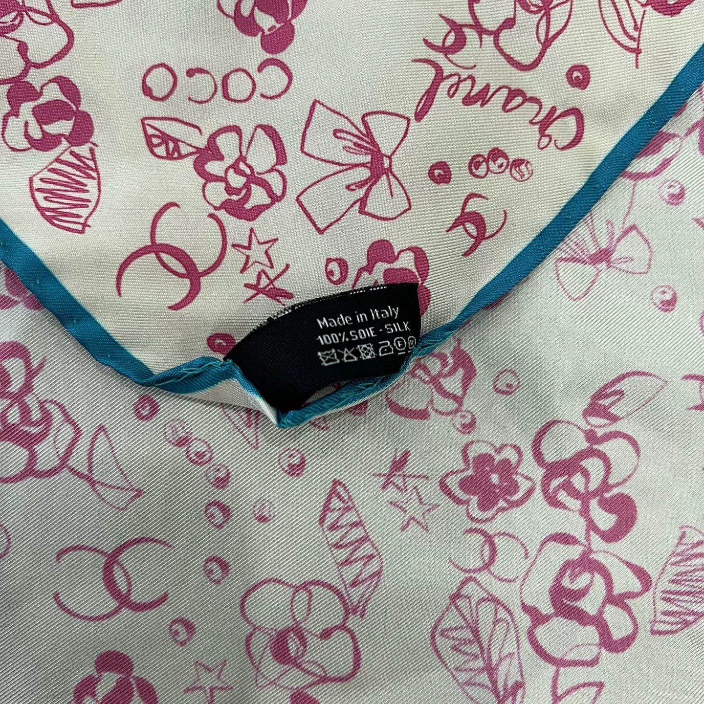 Chanel Chanel Pink Floral Silk Scarf Size ONE SIZE - 5 Thumbnail