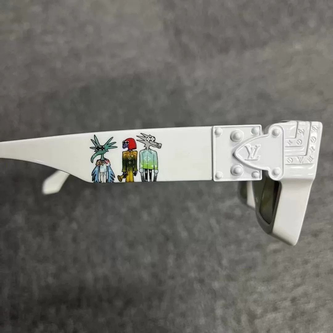 Louis Vuitton Louis Vuitton White Virgil Painted Logo Sunglasses Size ONE SIZE - 4 Thumbnail