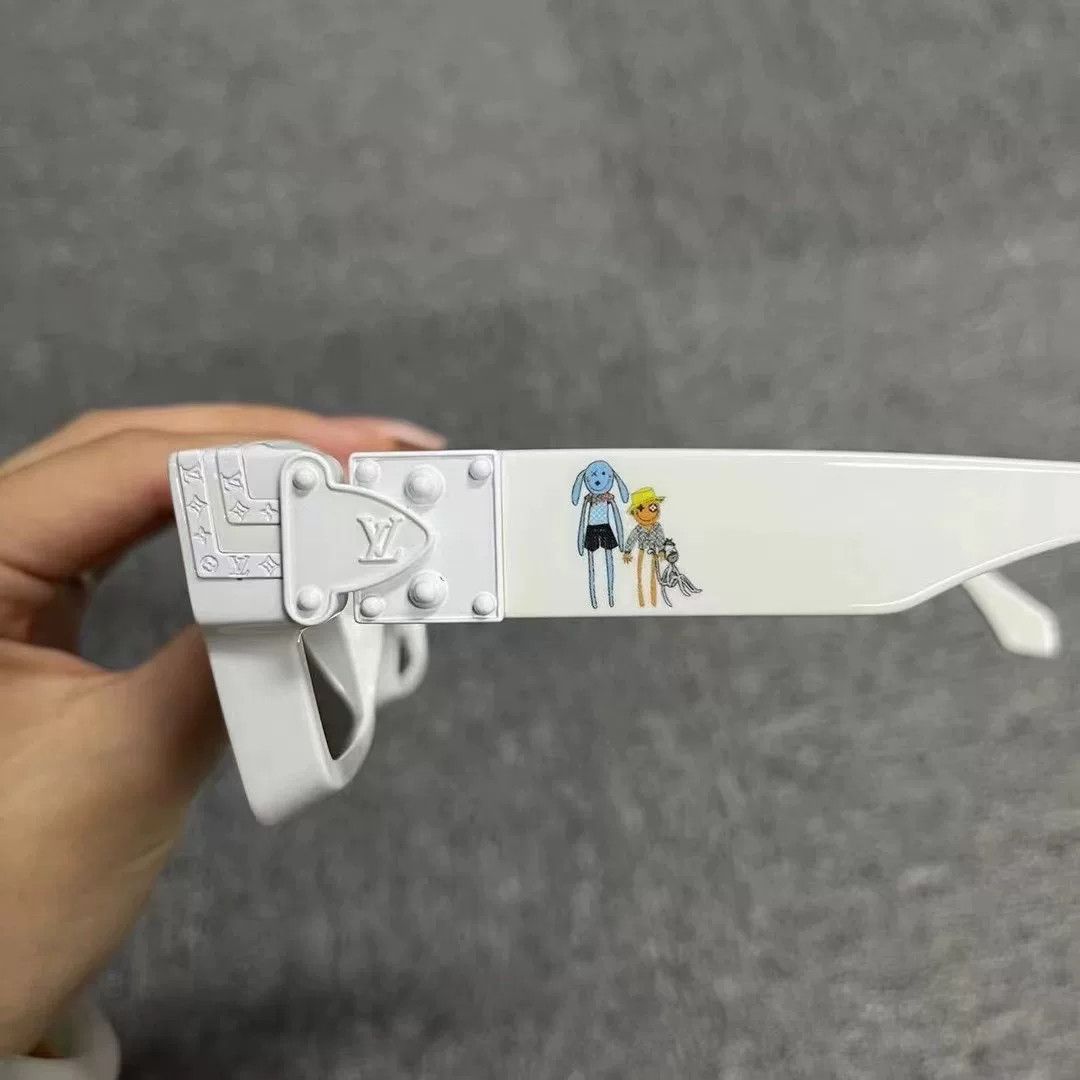 Louis Vuitton Louis Vuitton White Virgil Painted Logo Sunglasses Size ONE SIZE - 6 Thumbnail