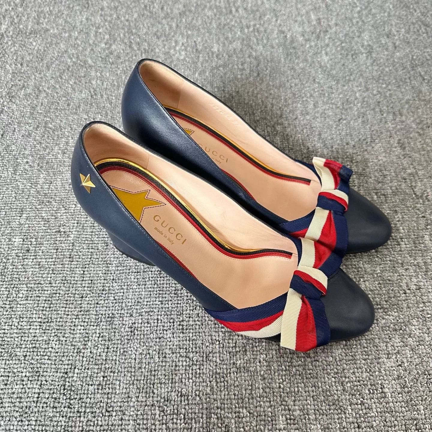 Gucci Gucci Bow High Heels with Tricolor Stripe Size US 6 / IT 36 - 3 Thumbnail