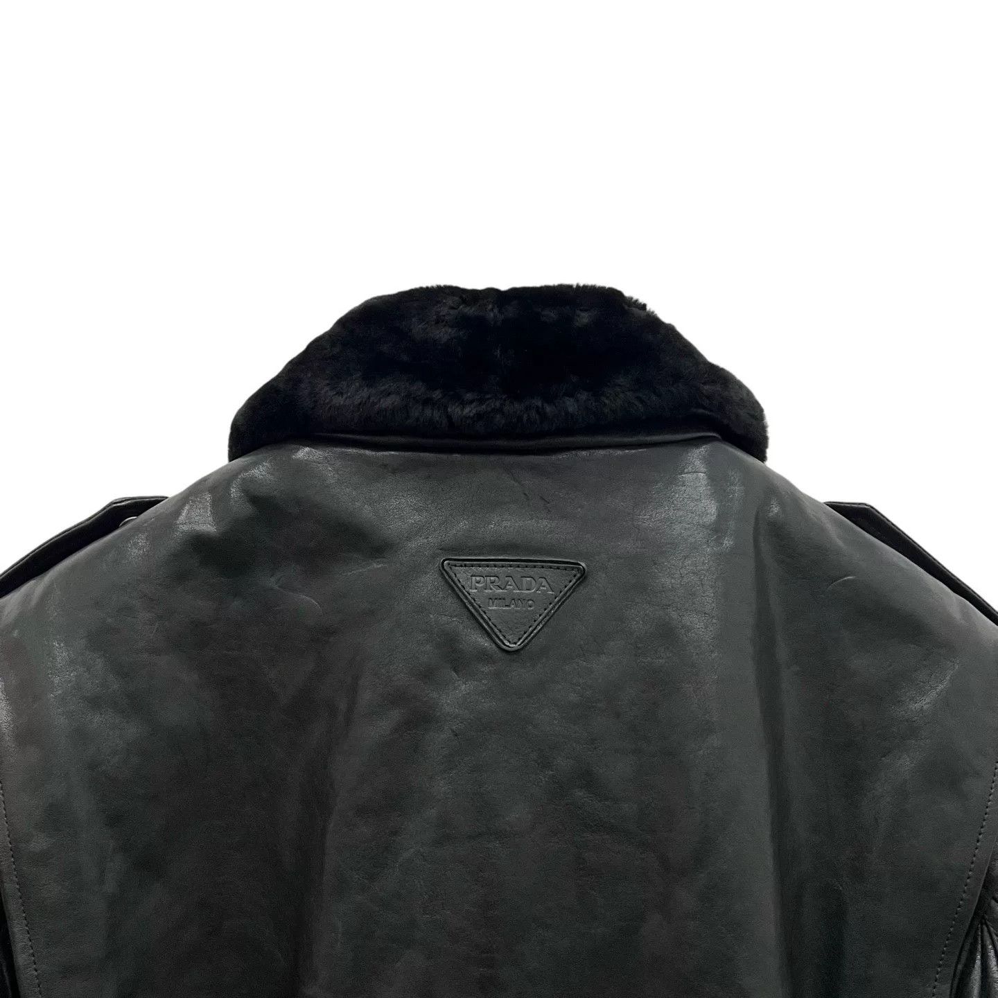 Prada Prada Lapel Fur Collar Leather Jacket Size US M / EU 48-50 / 2 - 5 Thumbnail