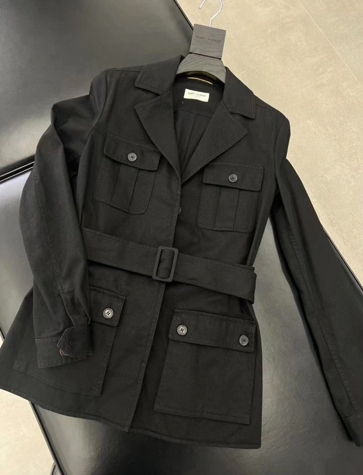 Yves Saint Laurent YSL Black Safari Utility Jacket Size S / US 4 / IT 40 - 2 Thumbnail