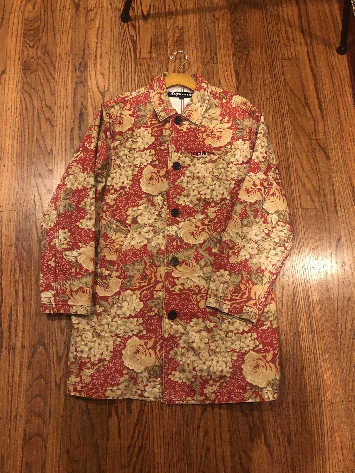 Supreme Washed Work Trench Coat Floral | Grailed