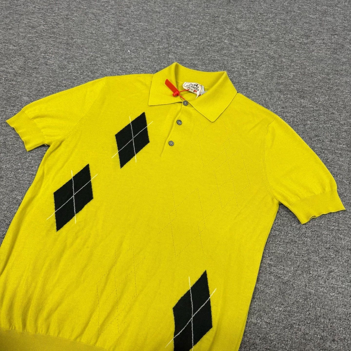 Hermes Hermes Yellow Diamond Pattern Cashmere Polo Size US M / EU 48-50 / 2 - 2 Thumbnail