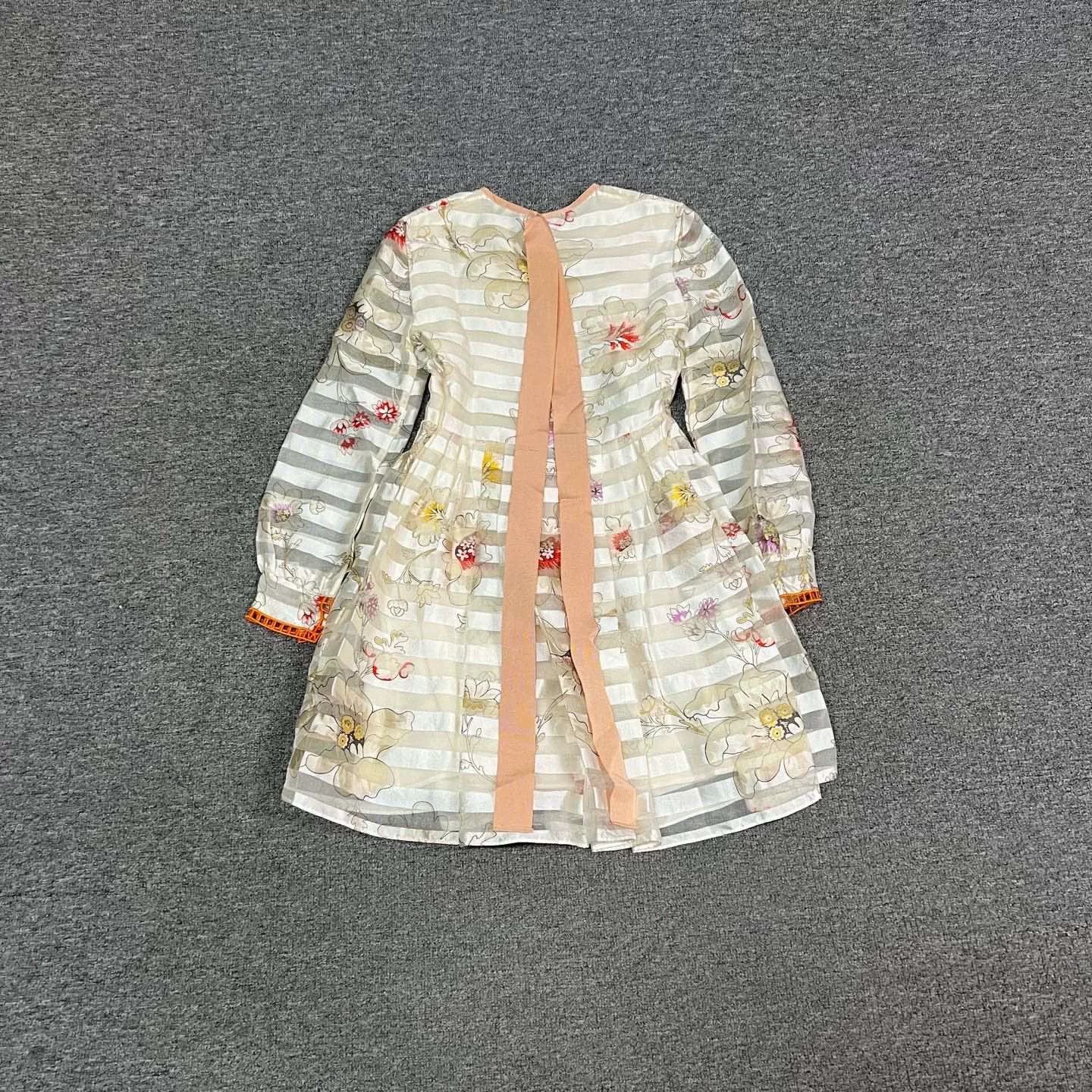 Fendi Fendi Runway Cutout Stripe Floral Silk Dress Size XS / US 0-2 / IT 36-38 - 4 Thumbnail