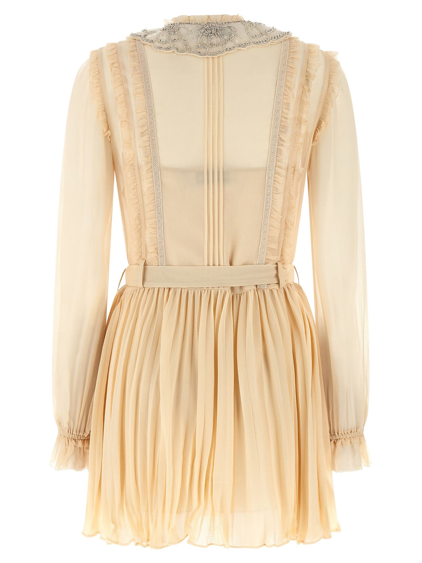 Self-Portrait 'Tan Pleated Georgette Mini' dress Size M / US 6-8 / IT 42-44 - 2 Thumbnail