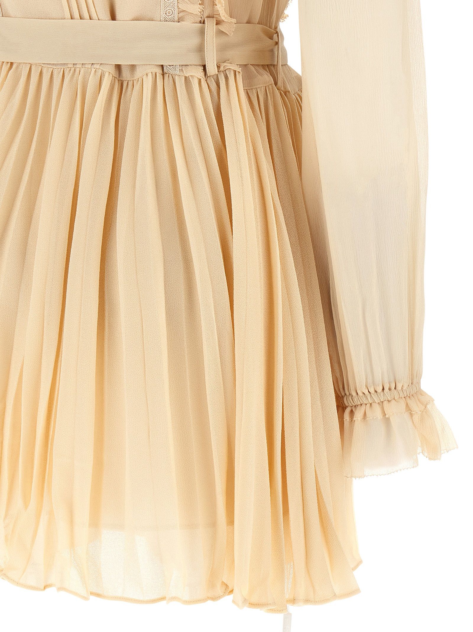 Self-Portrait 'Tan Pleated Georgette Mini' dress Size M / US 6-8 / IT 42-44 - 4 Thumbnail