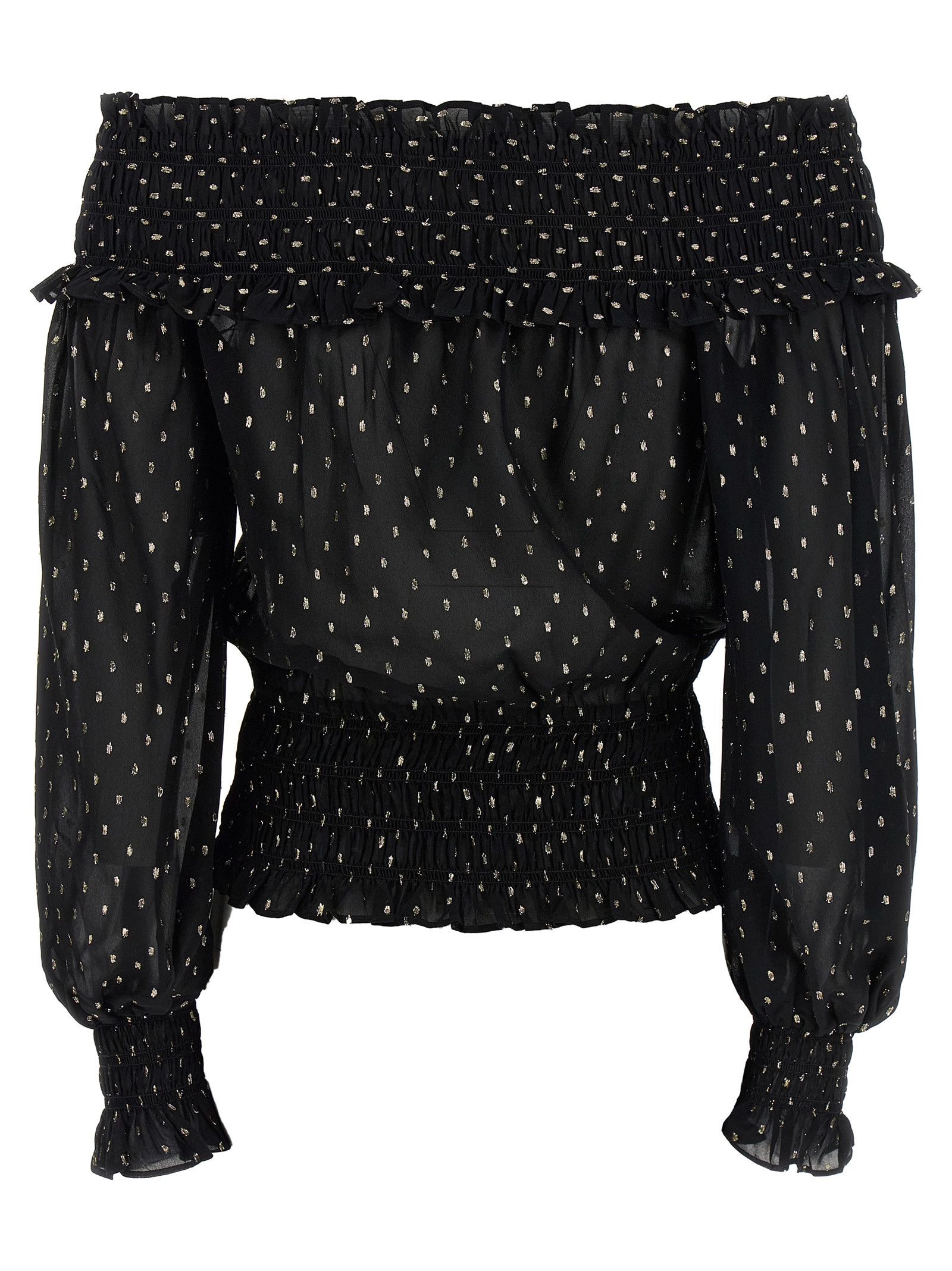 Self-Portrait 'Black And Gold Chiffon' top Size L / US 10 / IT 46 - 2 Thumbnail