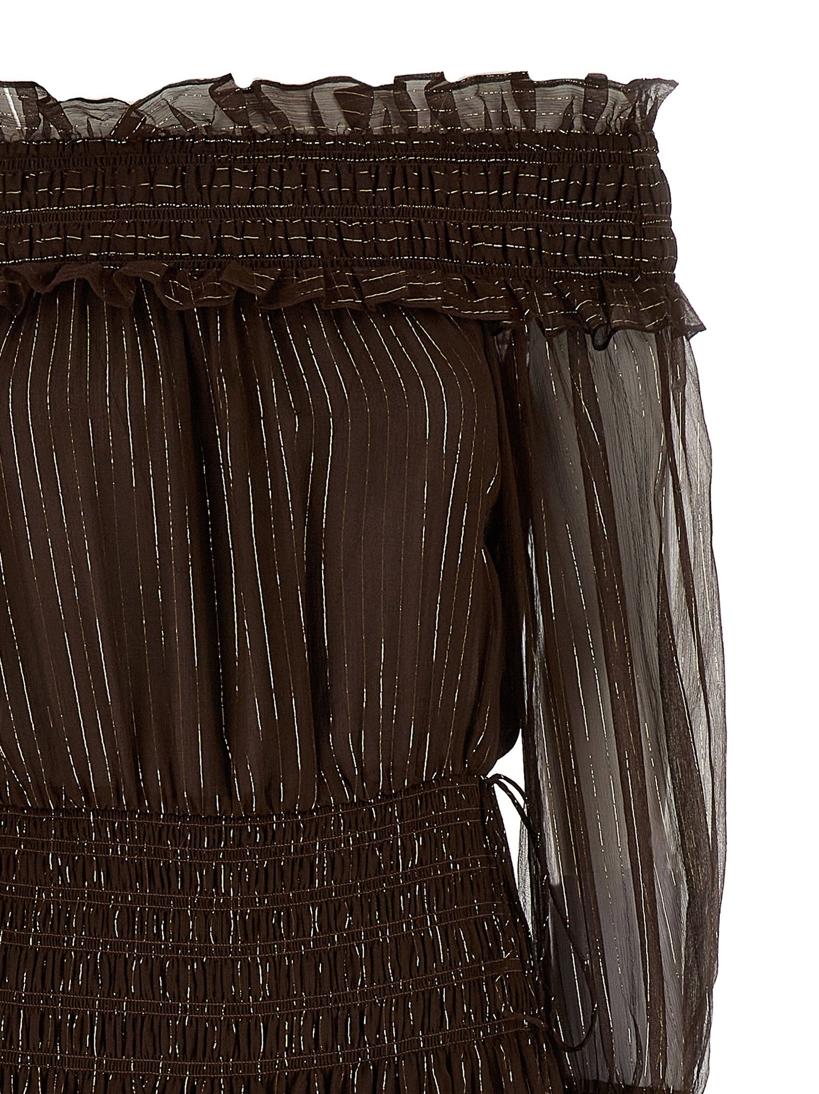 Self-Portrait 'Brown Georgette Off Shoulder Maxi' dress Size S / US 4 / IT 40 - 3 Thumbnail