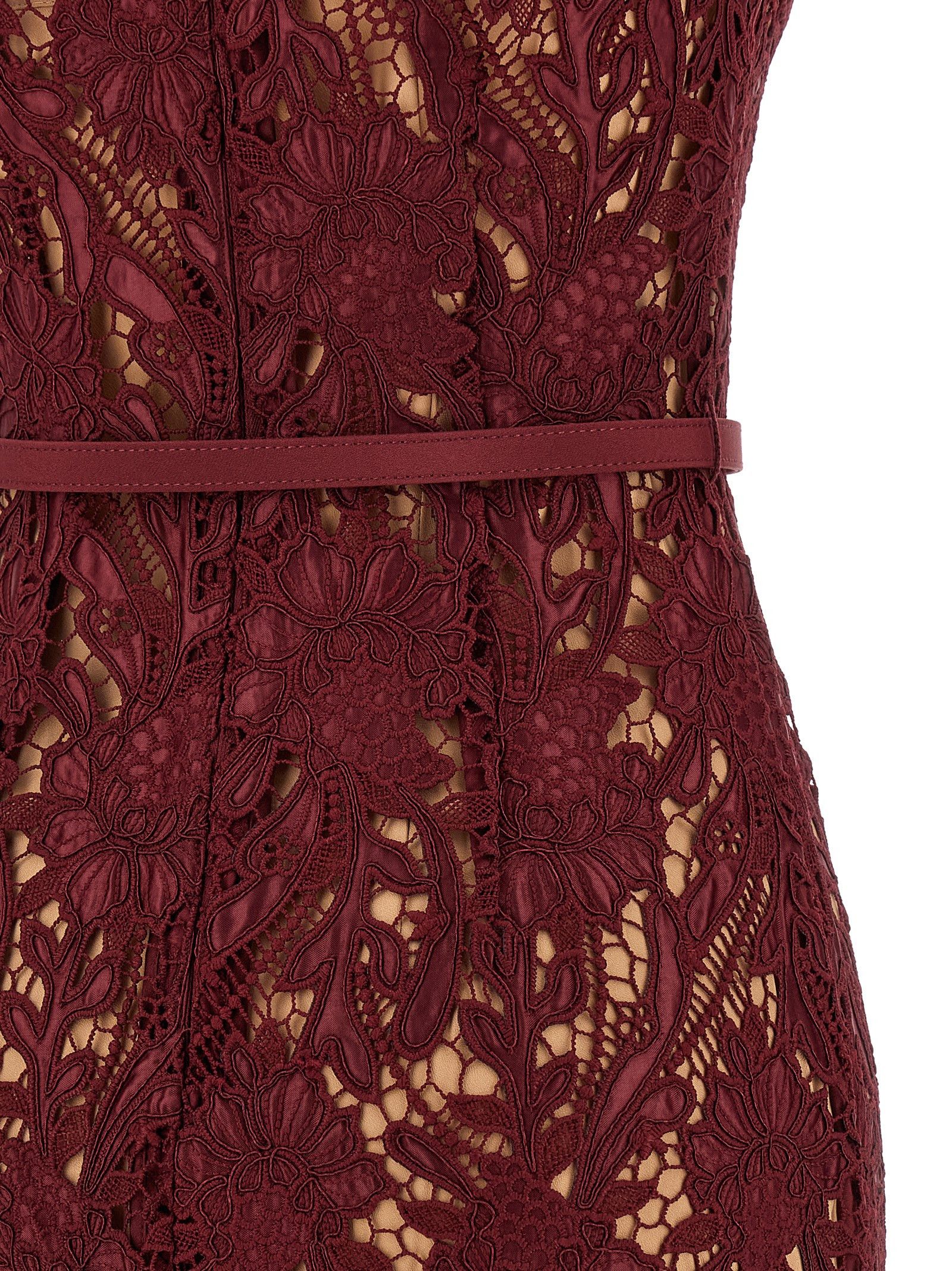 Self-Portrait 'Burgundy Guipure Lace Midi' dress Size M / US 6-8 / IT 42-44 - 4 Thumbnail