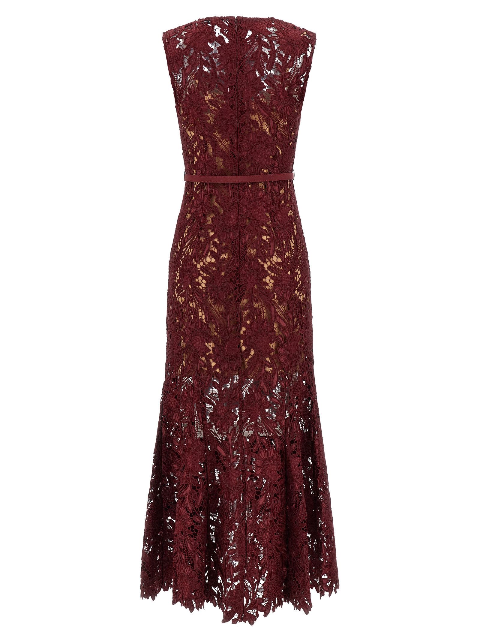 Self-Portrait 'Burgundy Guipure Lace Midi' dress Size XS / US 0-2 / IT 36-38 - 2 Thumbnail