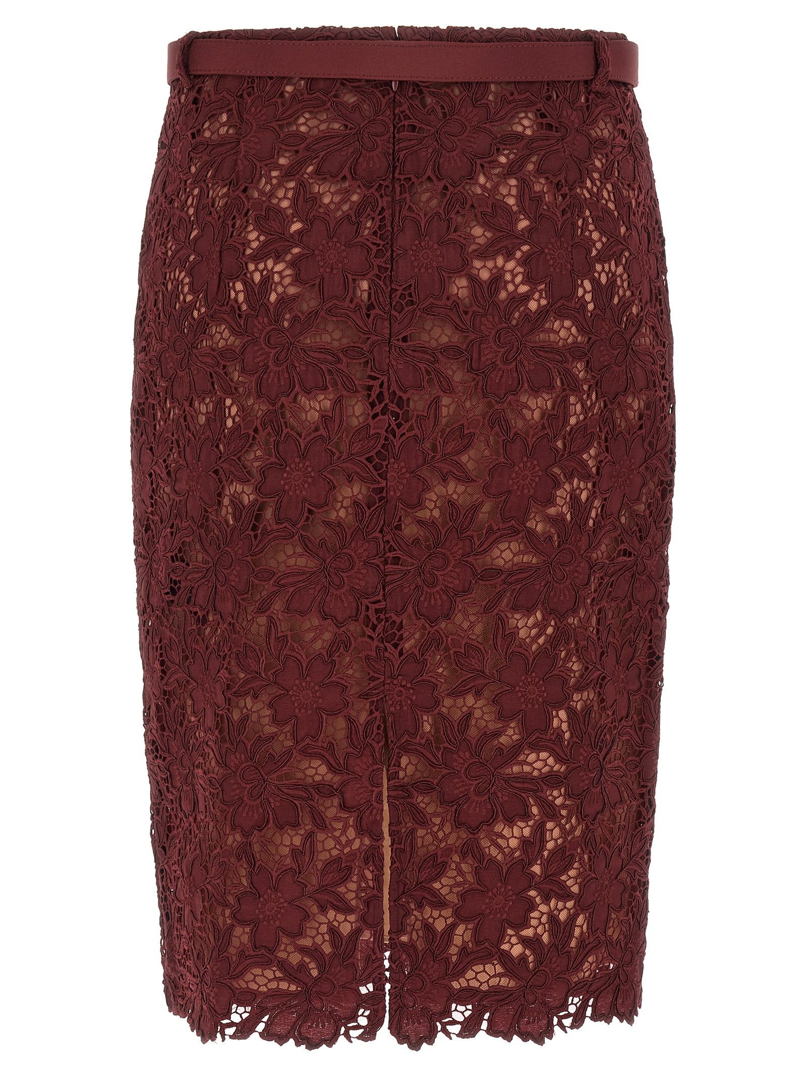 Self-Portrait 'Burgundy Guipure Lace Midi' skirt Size 27" / US 4 / IT 40 - 2 Thumbnail