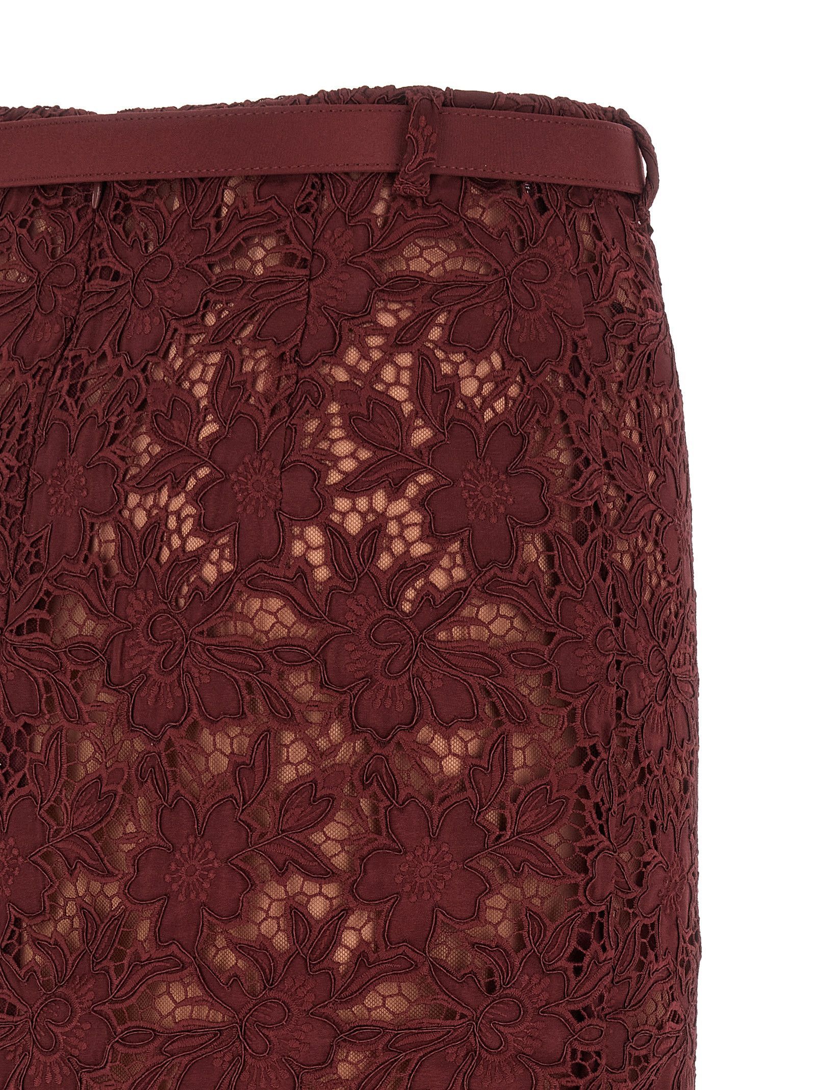 Self-Portrait 'Burgundy Guipure Lace Midi' skirt Size 27" / US 4 / IT 40 - 4 Thumbnail