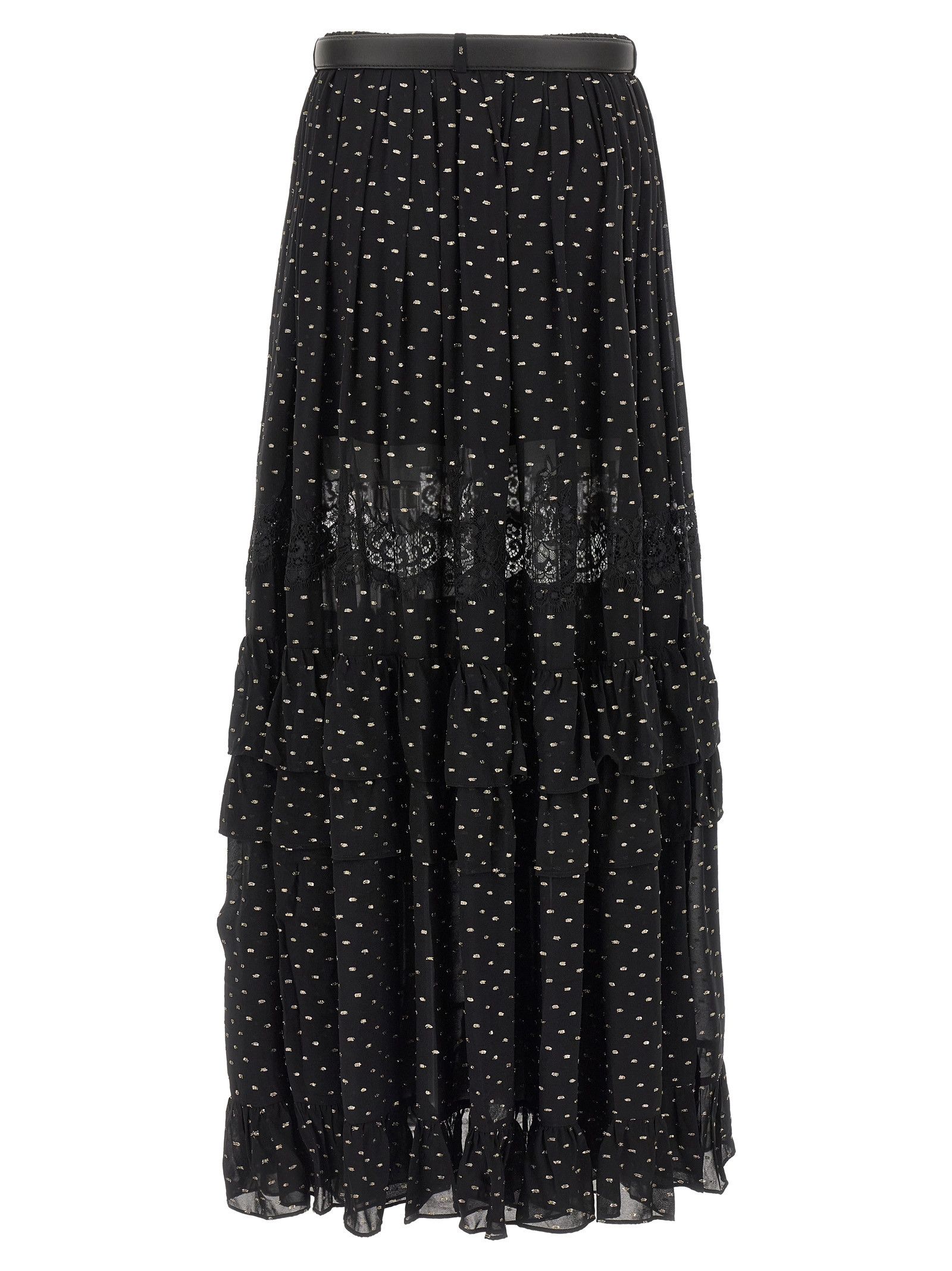 Self-Portrait 'Black And Gold Chiffon Lace Maxi' skirt Size 26" / US 2 / IT 38 - 2 Thumbnail