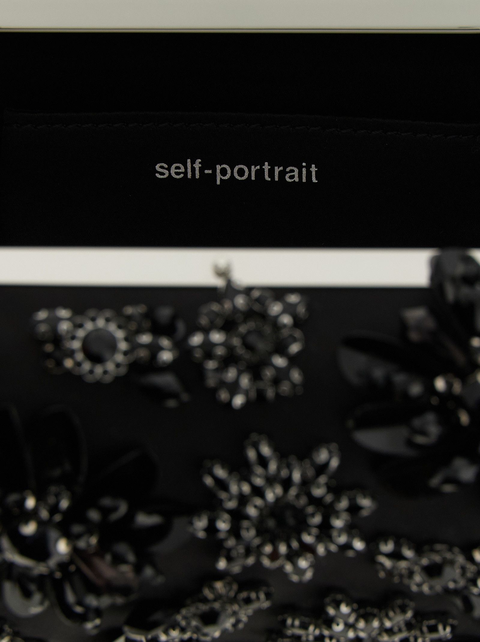 Self-Portrait 'Black Satin Floral Crystal' clutch Size ONE SIZE - 4 Thumbnail