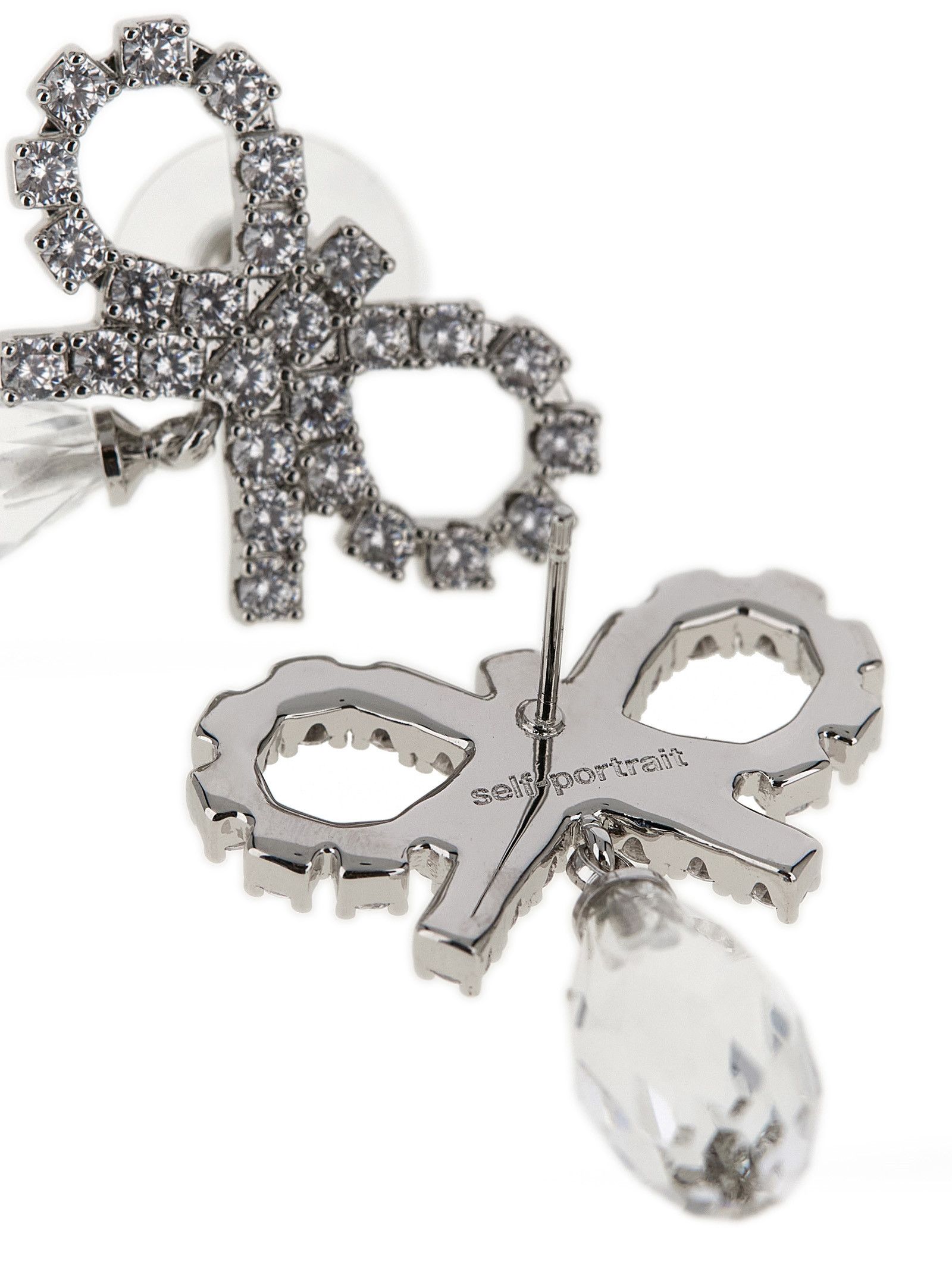 Self-Portrait 'Bow Crystal Droplet' earrings Size ONE SIZE - 3 Thumbnail