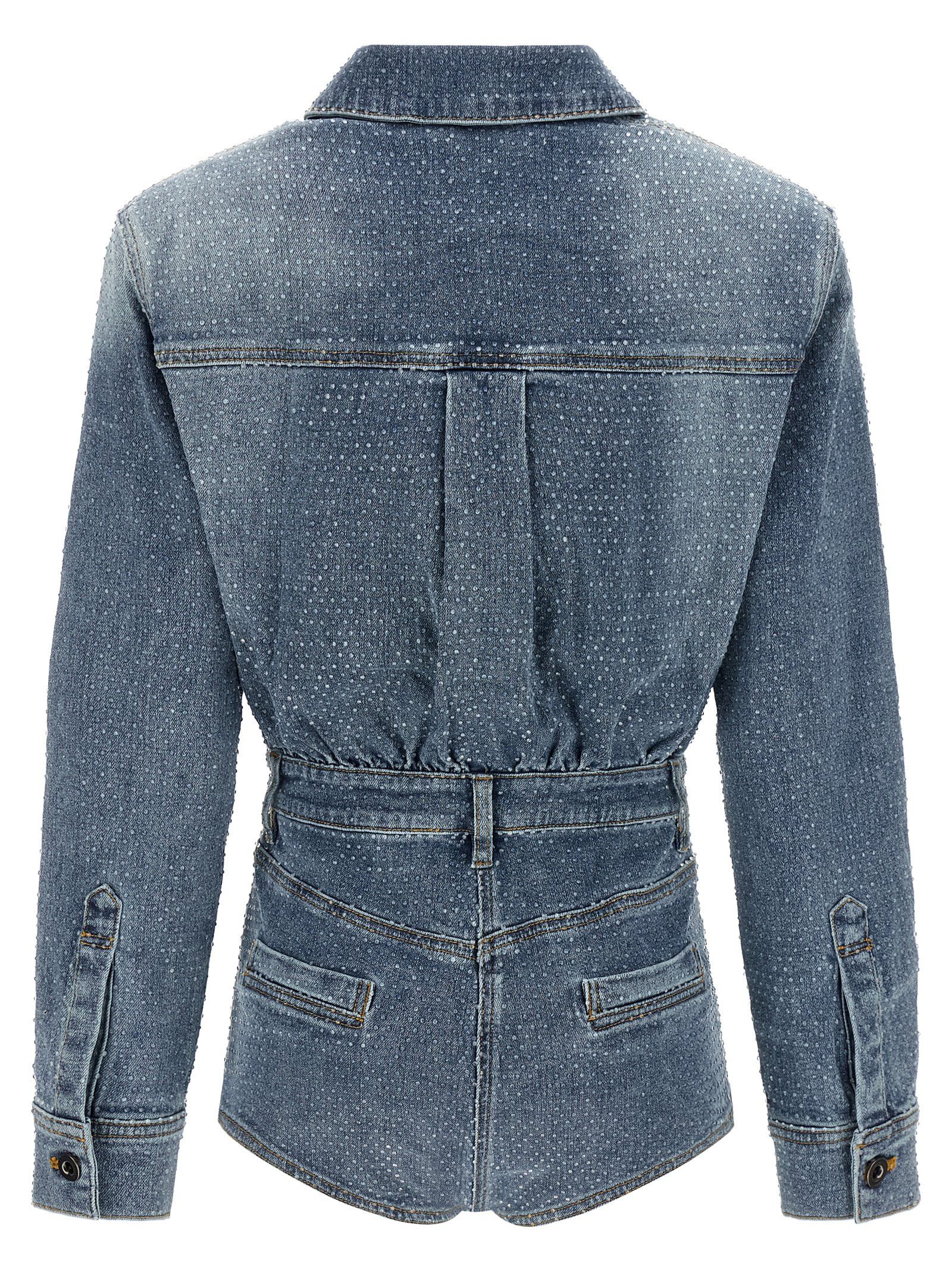 Self-Portrait 'Rhinestone Denim' jumpsuit Size 26" / US 2 / IT 38 - 2 Thumbnail