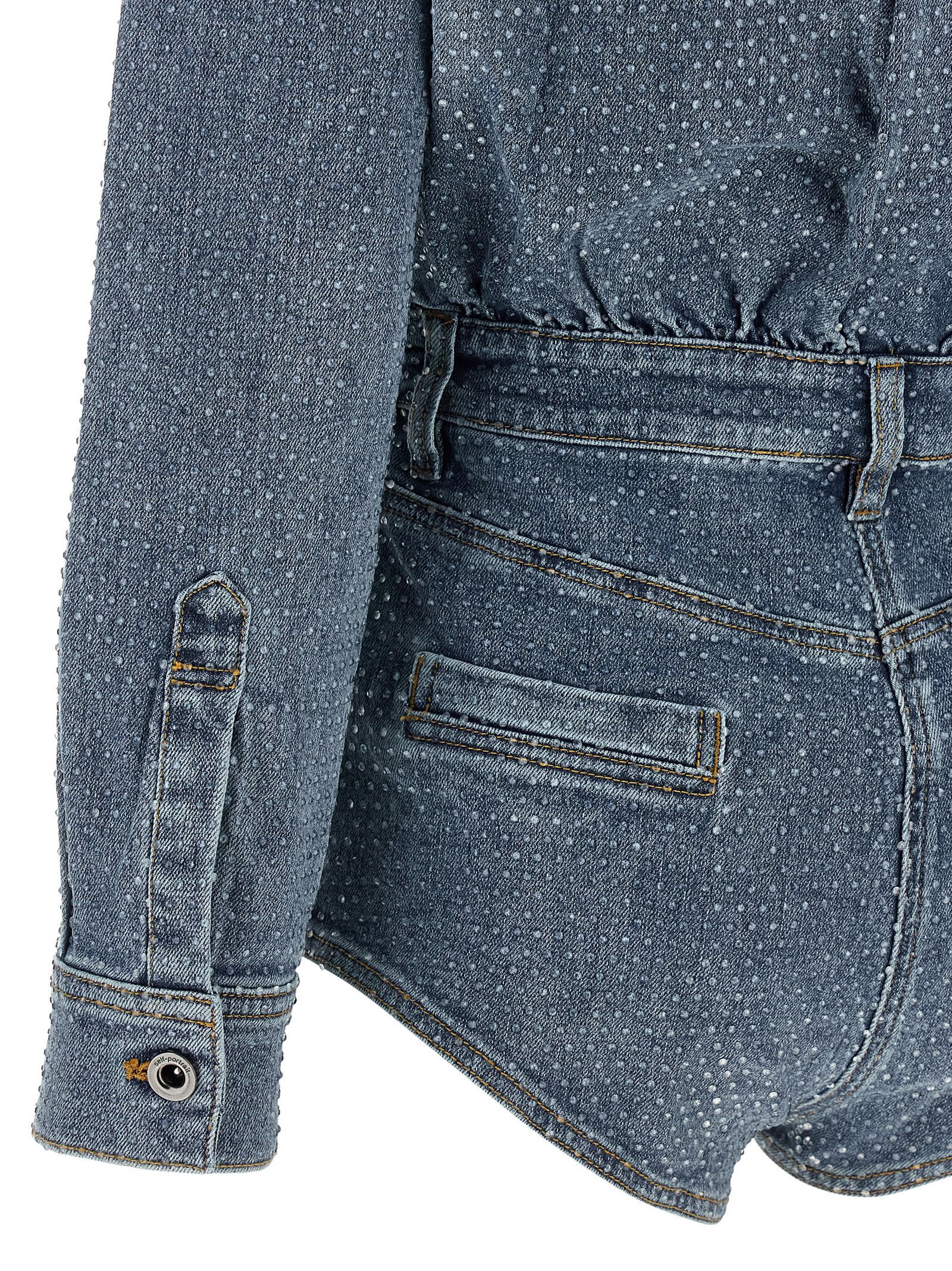 Self-Portrait 'Rhinestone Denim' jumpsuit Size 26" / US 2 / IT 38 - 4 Thumbnail