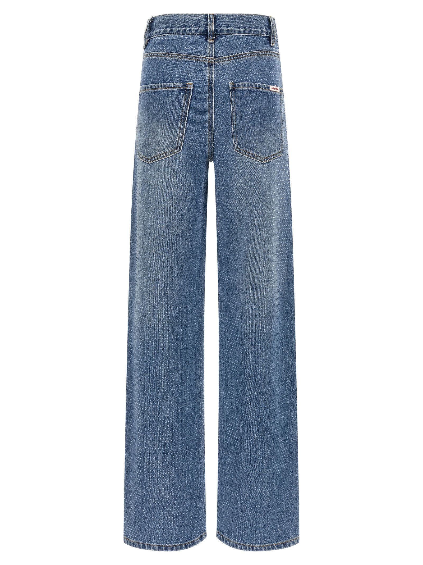 Self-Portrait 'Rhinestone Denim Straight Leg' jeans Size 26" / US 2 / IT 38 - 2 Thumbnail