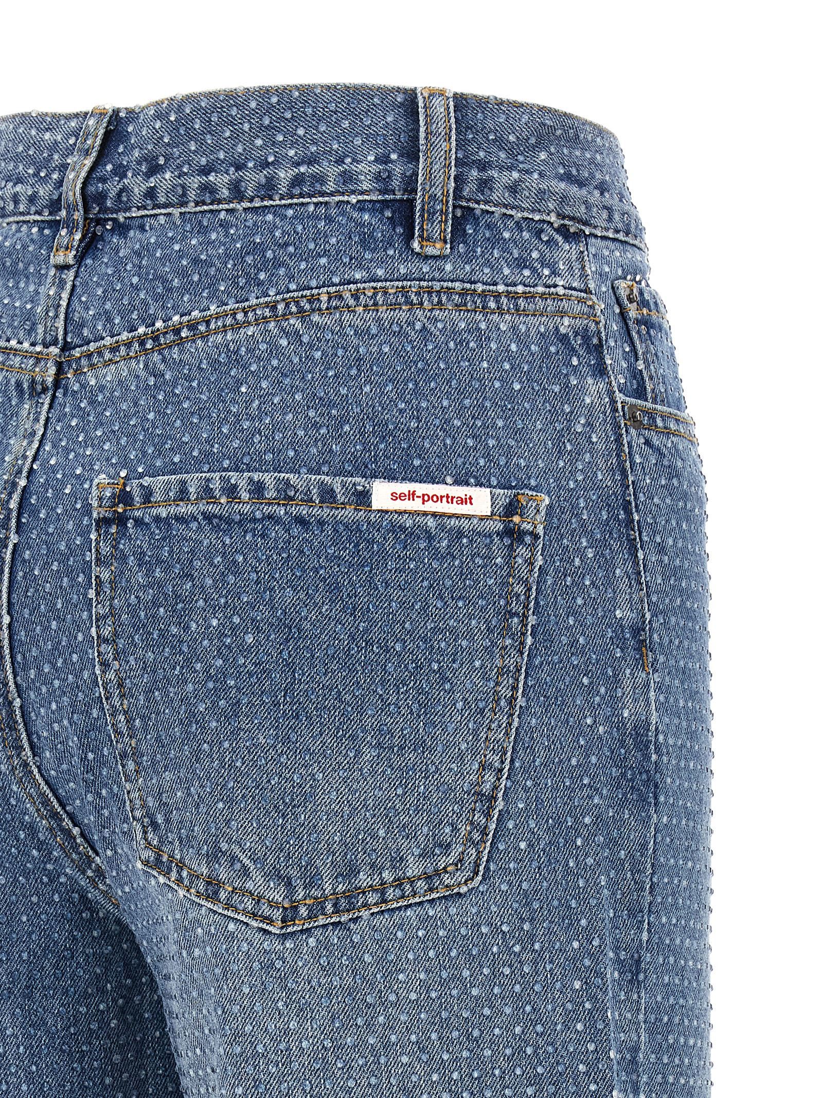 Self-Portrait 'Rhinestone Denim Straight Leg' jeans Size 27" / US 4 / IT 40 - 4 Thumbnail