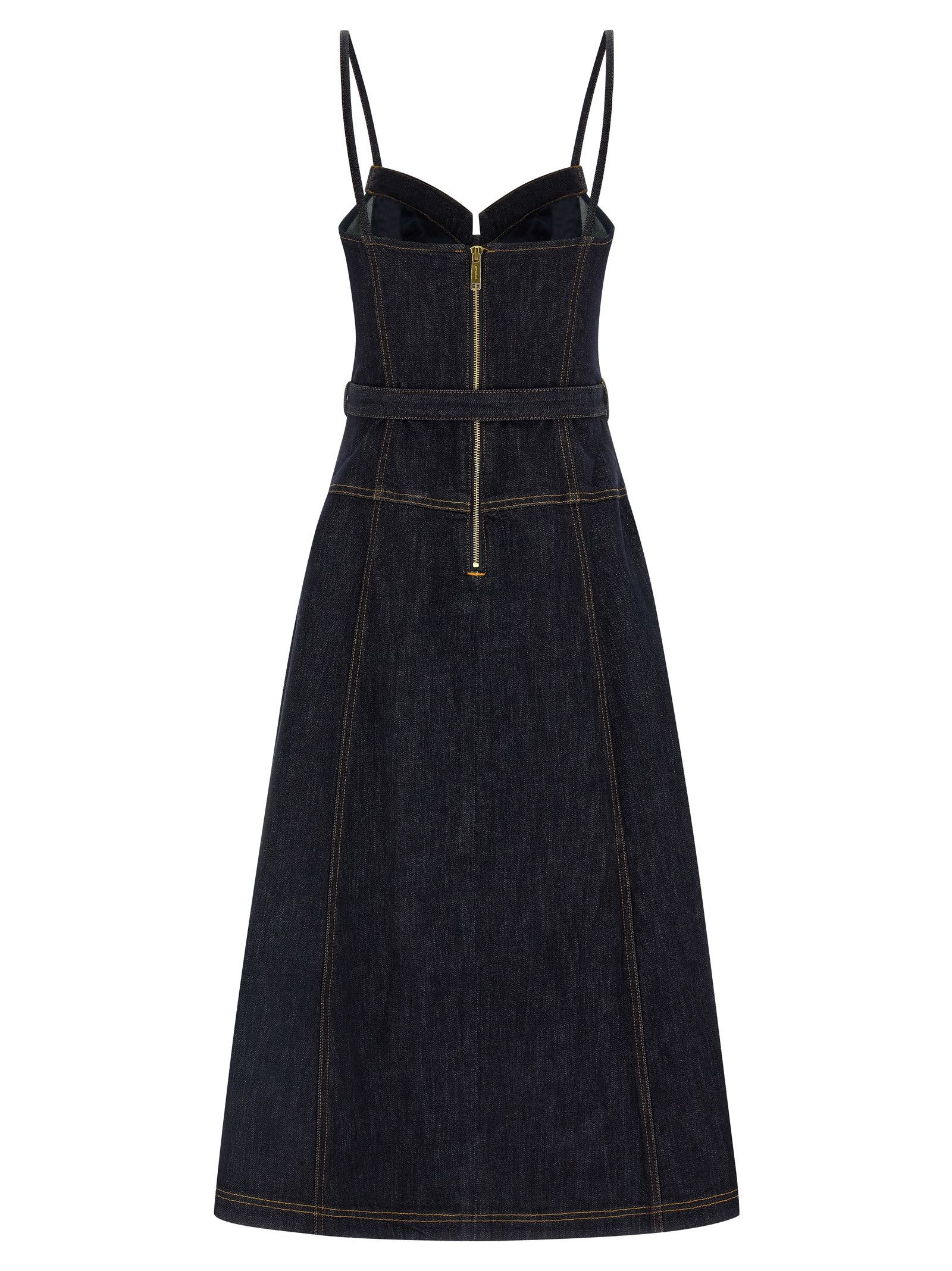 Self-Portrait 'Indigo Denim Flared Midi' dress Size M / US 6-8 / IT 42-44 - 2 Thumbnail