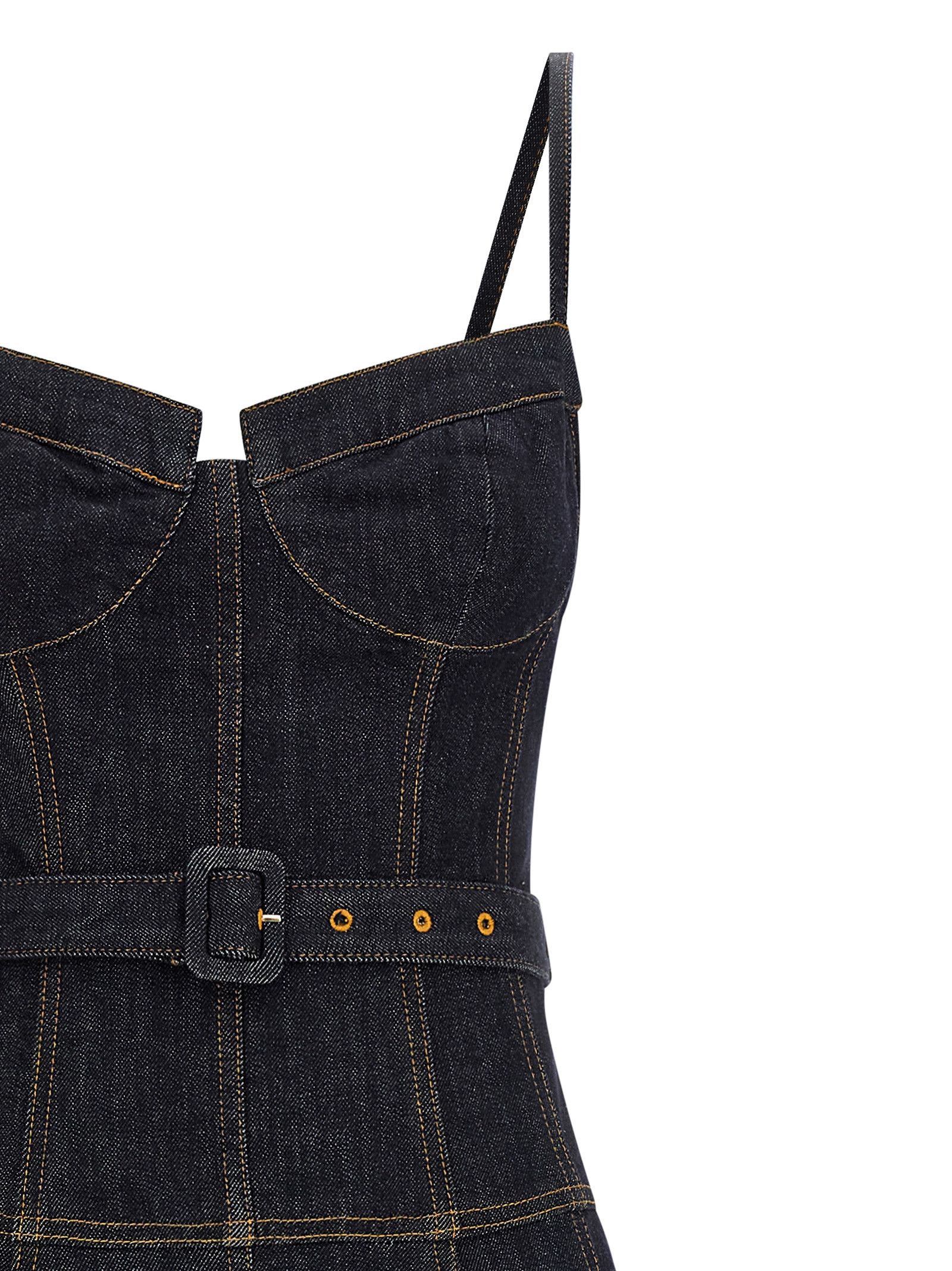 Self-Portrait 'Indigo Denim Flared Midi' dress Size XS / US 0-2 / IT 36-38 - 3 Thumbnail