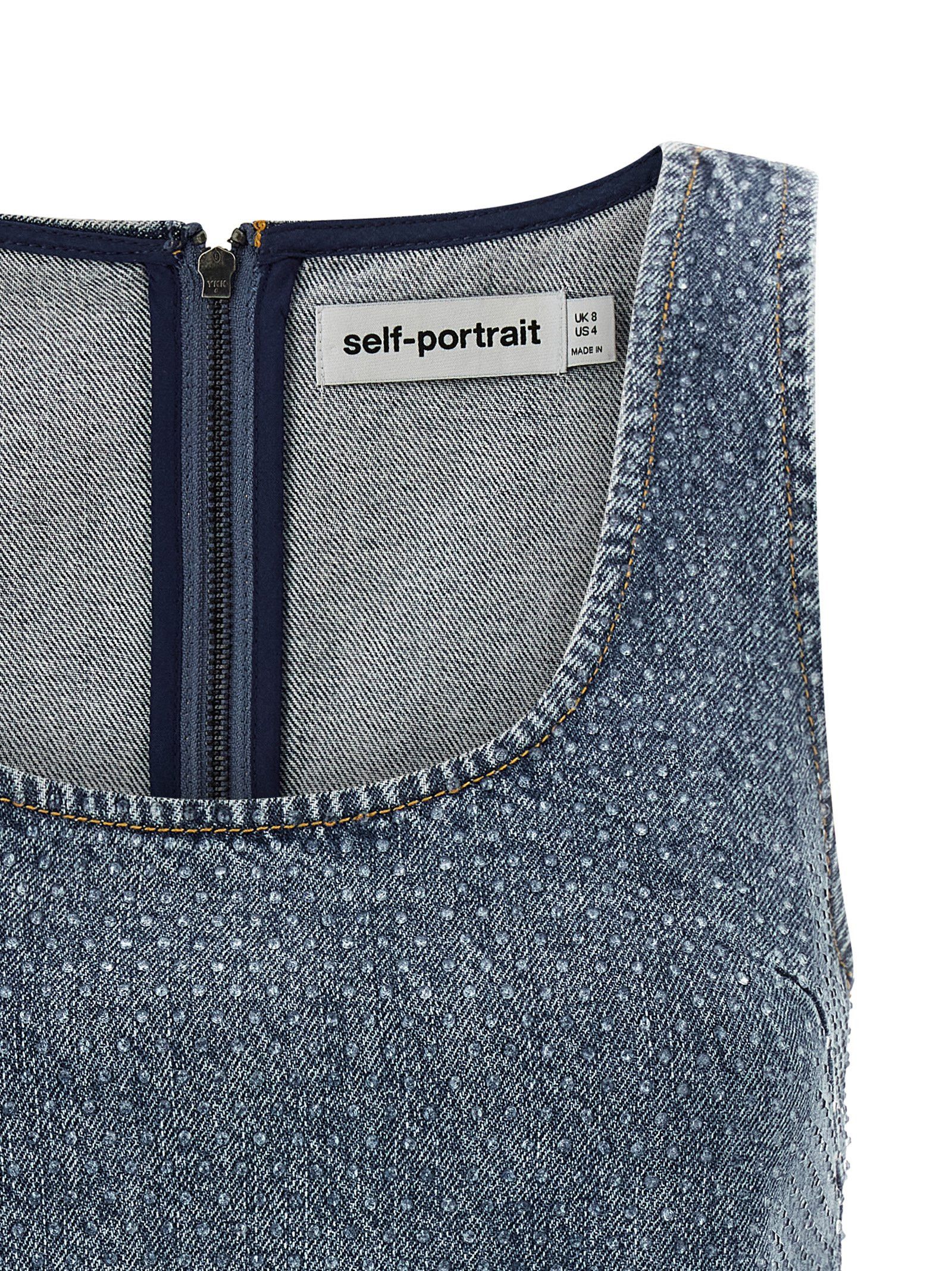 Self-Portrait 'Rhinestone Denim Crop' top Size XS / US 0-2 / IT 36-38 - 3 Thumbnail