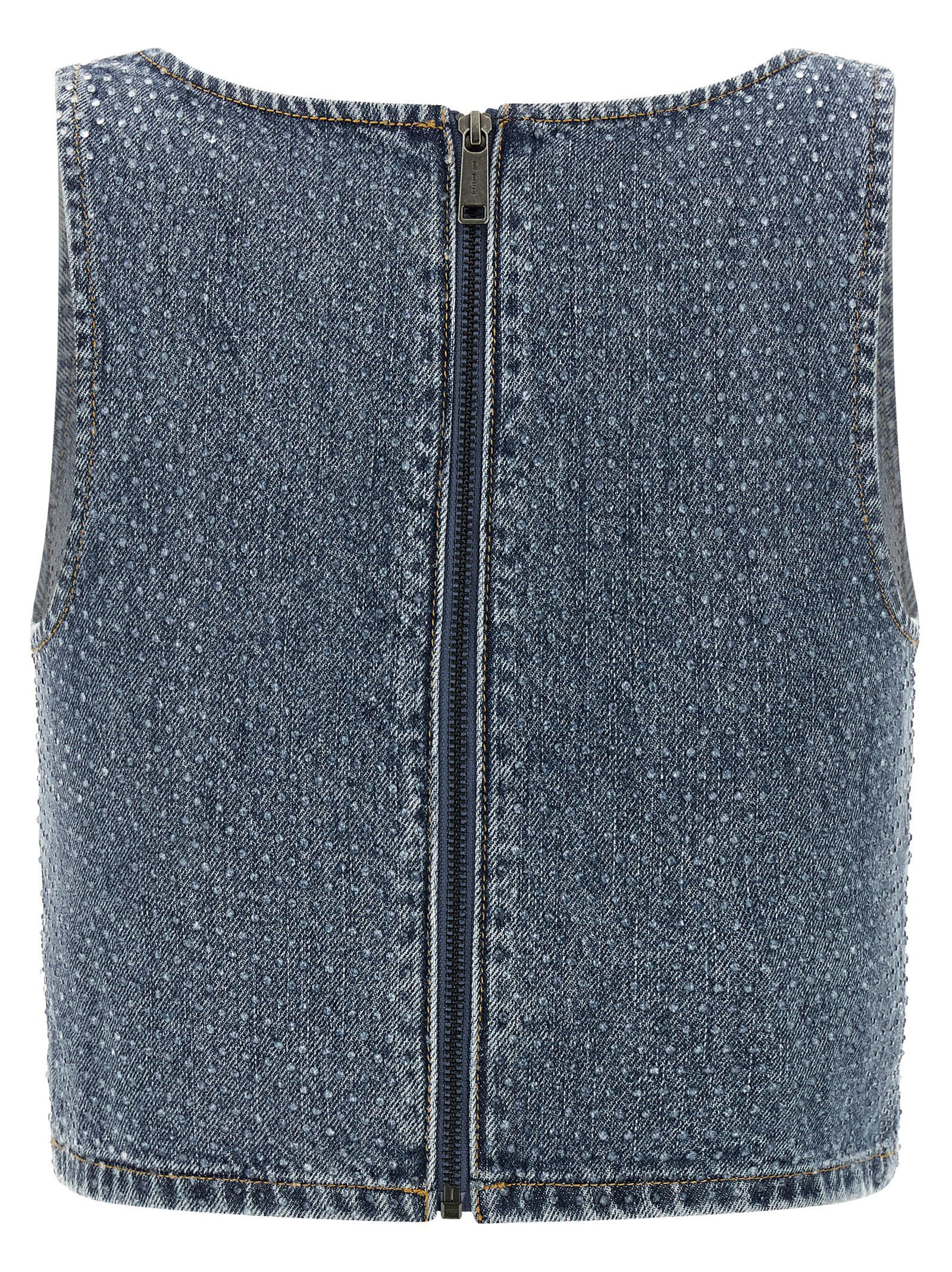 Self-Portrait 'Rhinestone Denim Crop' top Size XS / US 0-2 / IT 36-38 - 2 Thumbnail