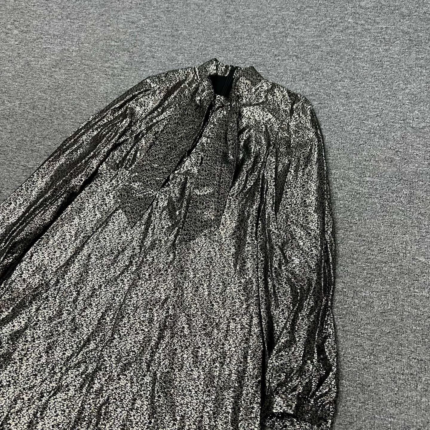 Yves Saint Laurent YSL Silver Ribbon Dress F34 Size XXS / US 00 / IT 34 - 3 Thumbnail