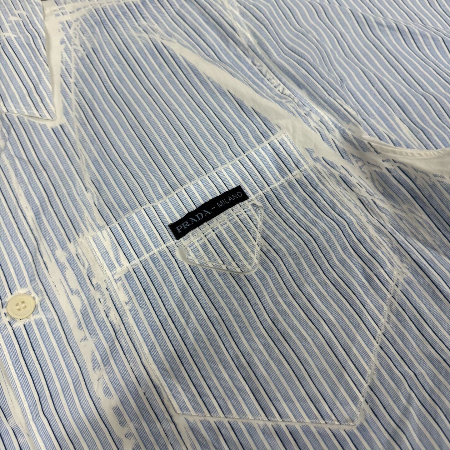 Prada Prada Blue White Striped Short-Sleeve Shirt Size US M / EU 48-50 / 2 - 6 Thumbnail