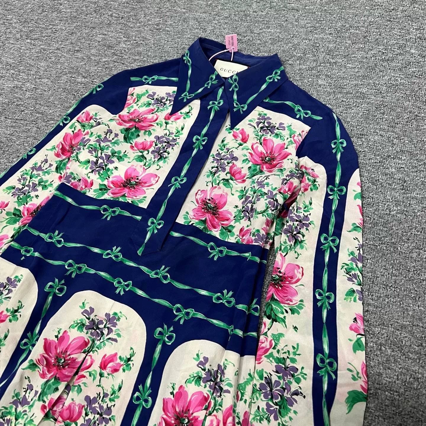 Gucci Gucci Silk Floral Long-Sleeve Dress Size S / US 4 / IT 40 - 7 Thumbnail