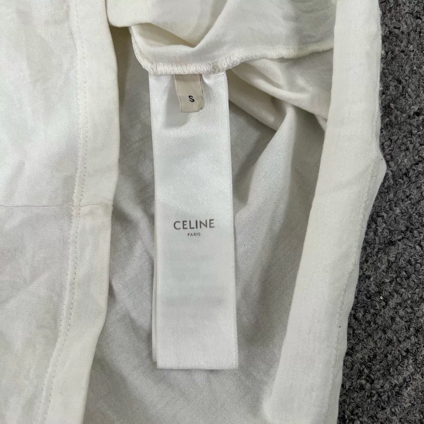 Celine Celine White Triomphe Short-Sleeve T-Shirt S Size S / US 4 / IT 40 - 6 Thumbnail