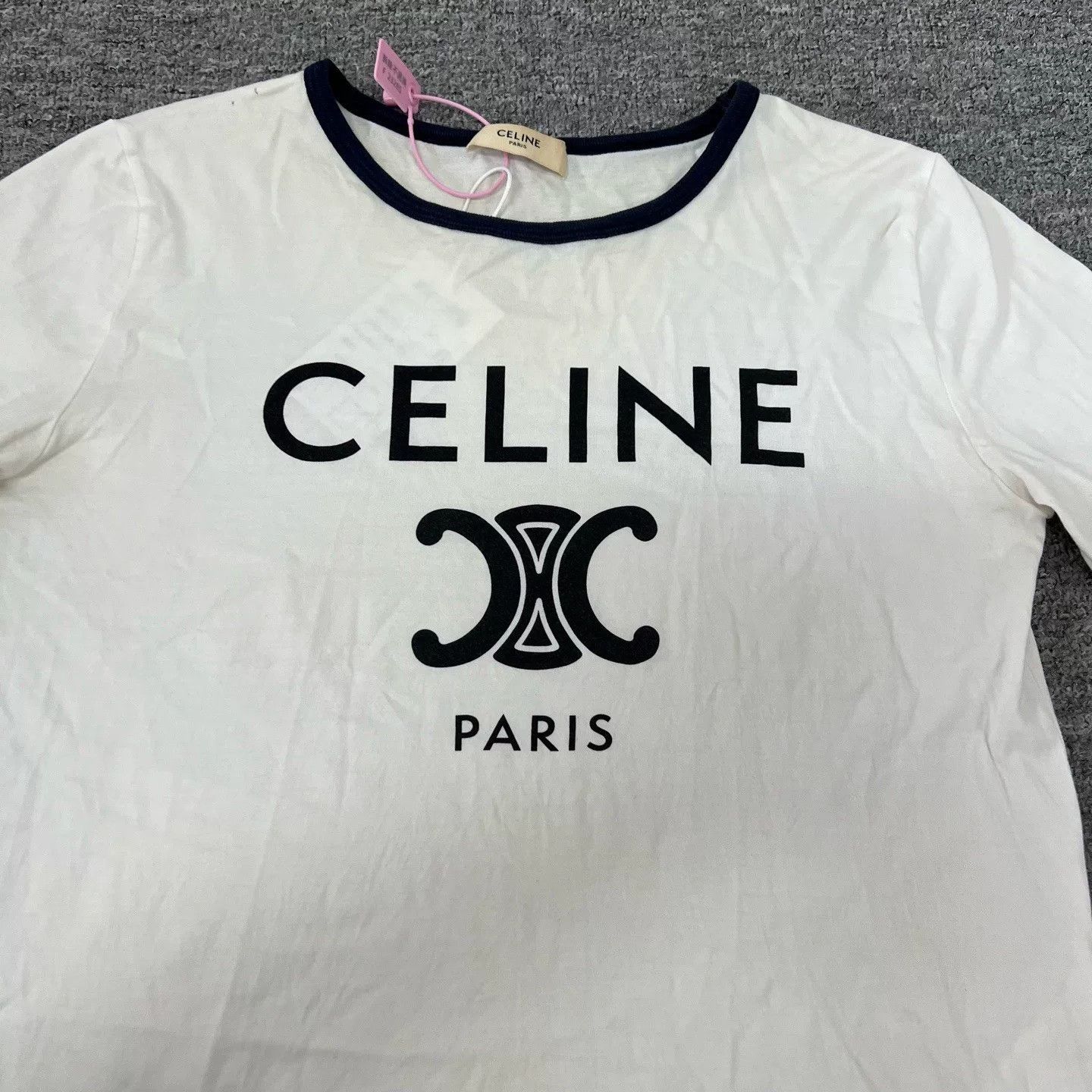 Celine Celine White Triomphe Short-Sleeve T-Shirt S Size S / US 4 / IT 40 - 3 Thumbnail