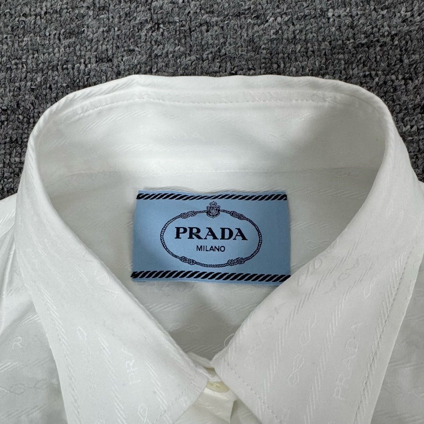 Prada Prada White Shirt Dress with Embossed Print Size S / US 4 / IT 40 - 3 Thumbnail