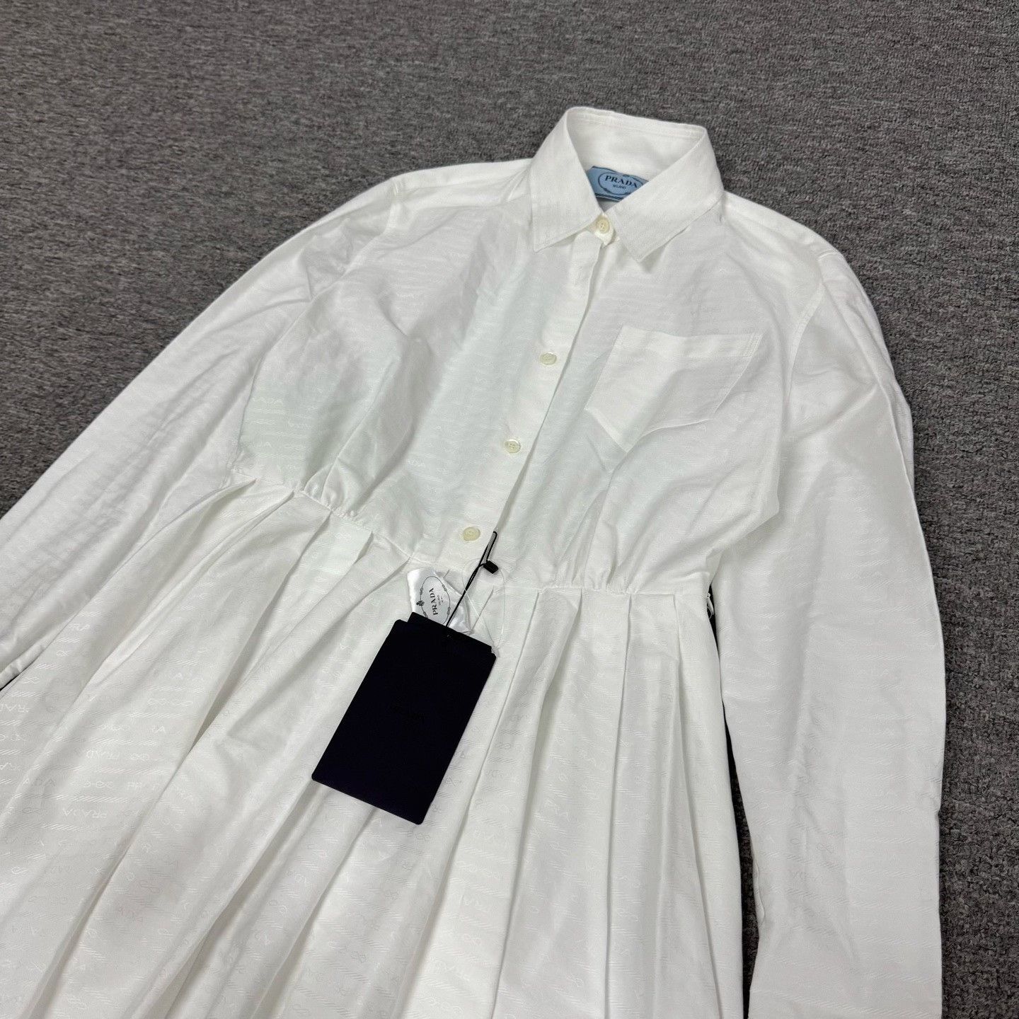 Prada Prada White Shirt Dress with Embossed Print Size S / US 4 / IT 40 - 5 Thumbnail