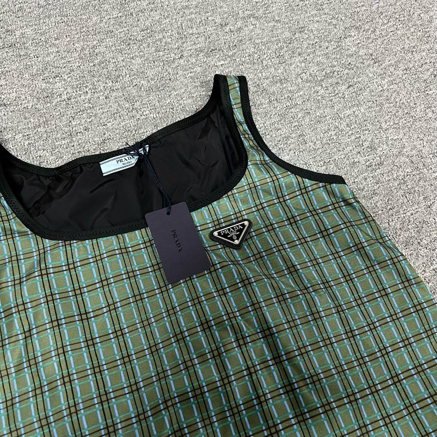 Prada Prada Triangle Logo Green Plaid Nylon Dress Size S / US 4 / IT 40 - 5 Thumbnail