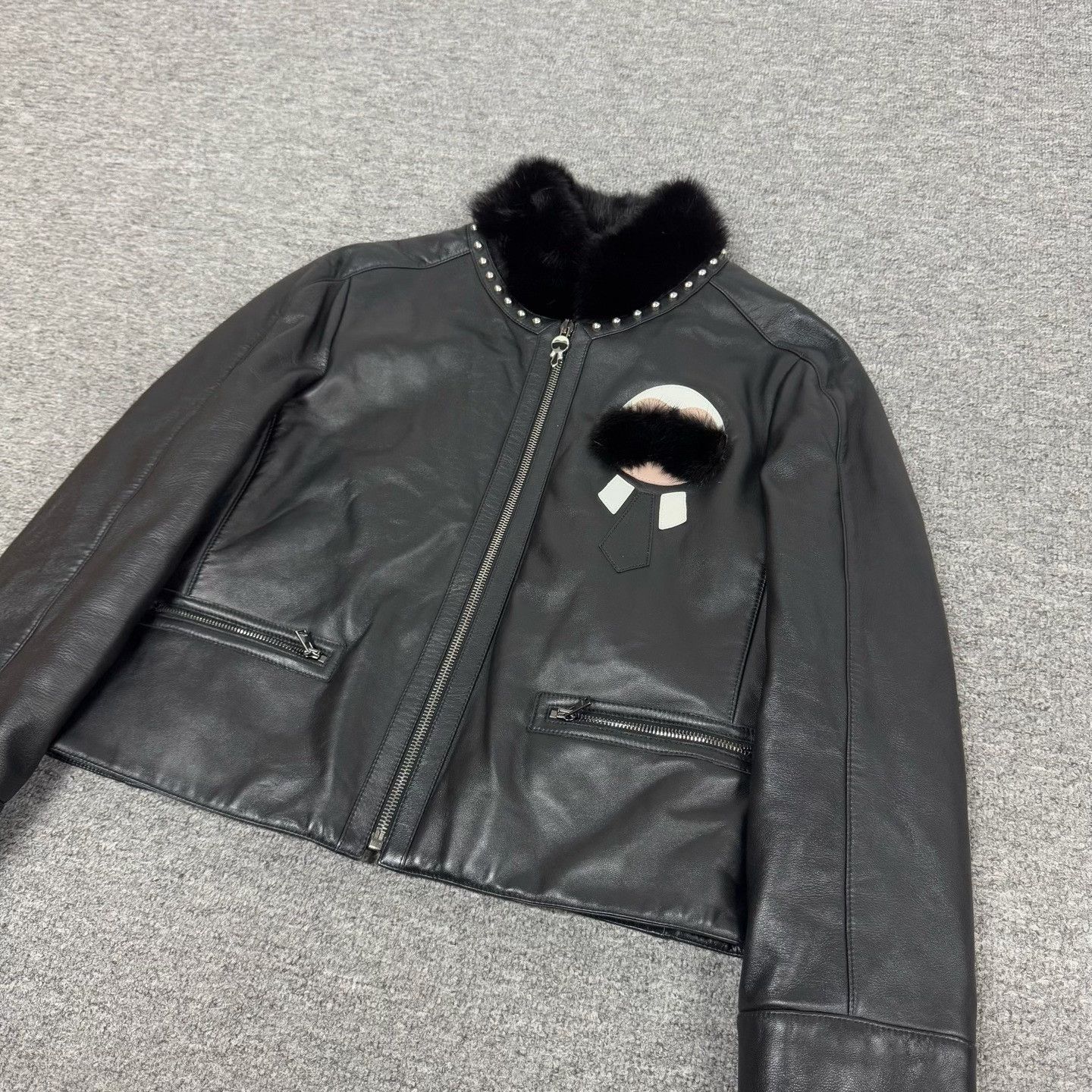 Fendi FENDI Karl Lagerfeld Mink Collar Lambskin Jacket Size S / US 4 / IT 40 - 2 Thumbnail