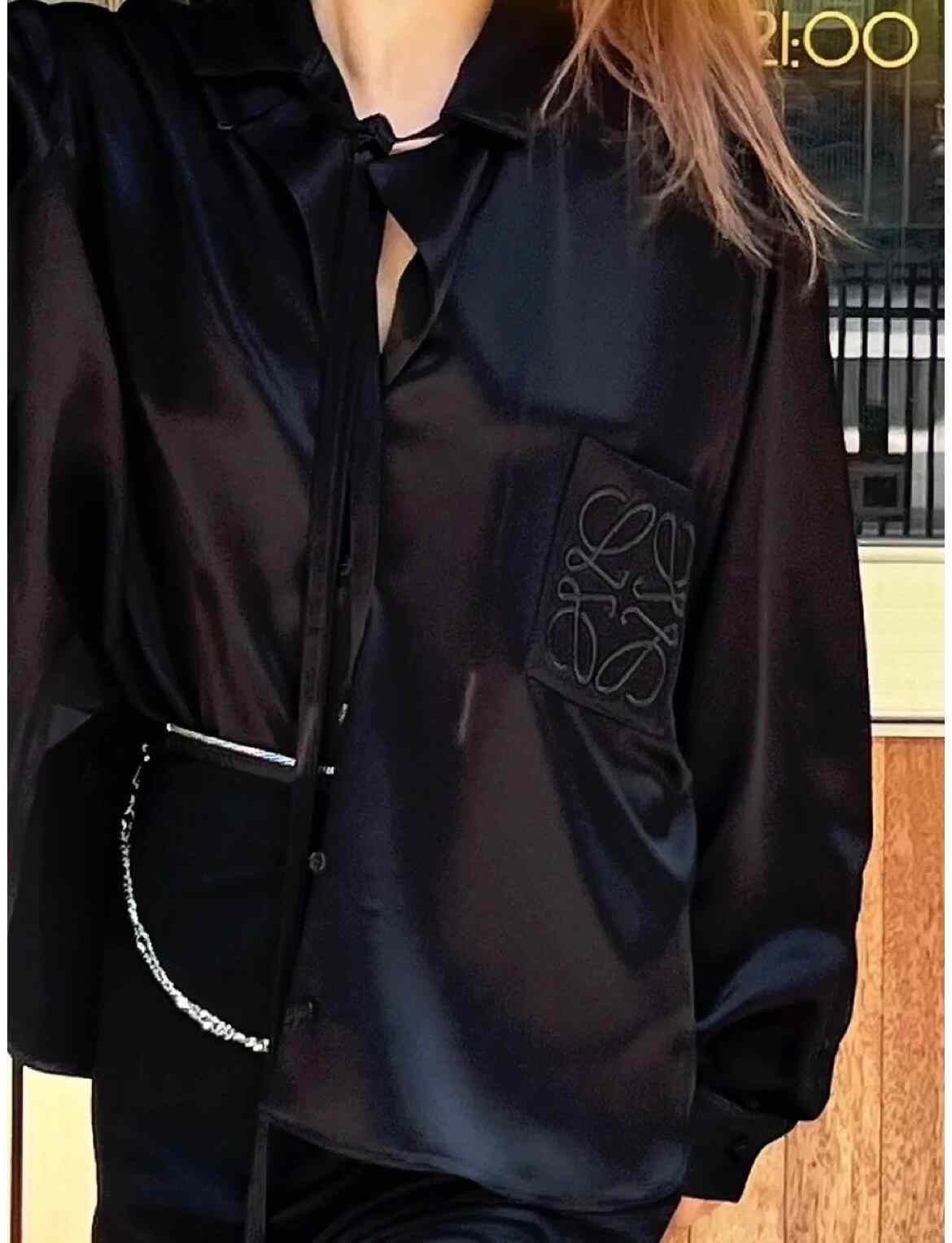 Loewe Loewe Logo Black Silk Long-Sleeve Shirt Size S / US 4 / IT 40 - 2 Thumbnail