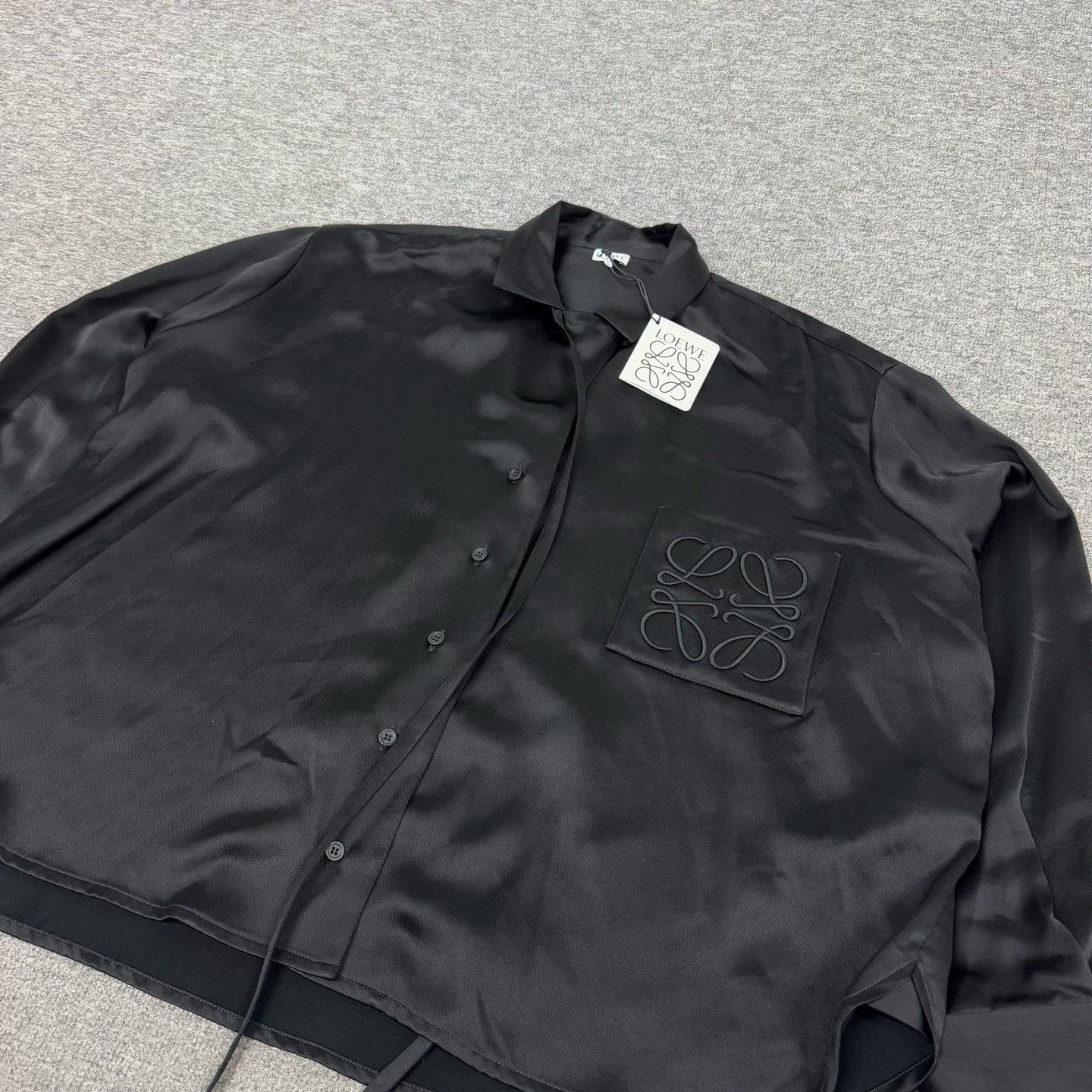 Loewe Loewe Logo Black Silk Long-Sleeve Shirt Size S / US 4 / IT 40 - 5 Thumbnail
