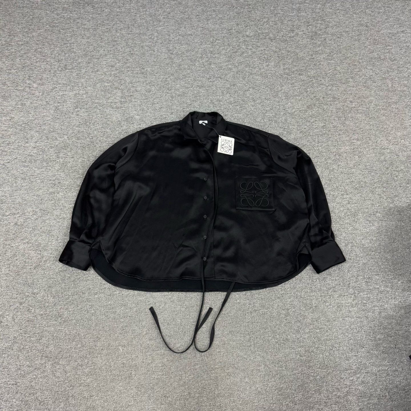 Loewe Loewe Logo Black Silk Long-Sleeve Shirt Size S / US 4 / IT 40 - 3 Thumbnail