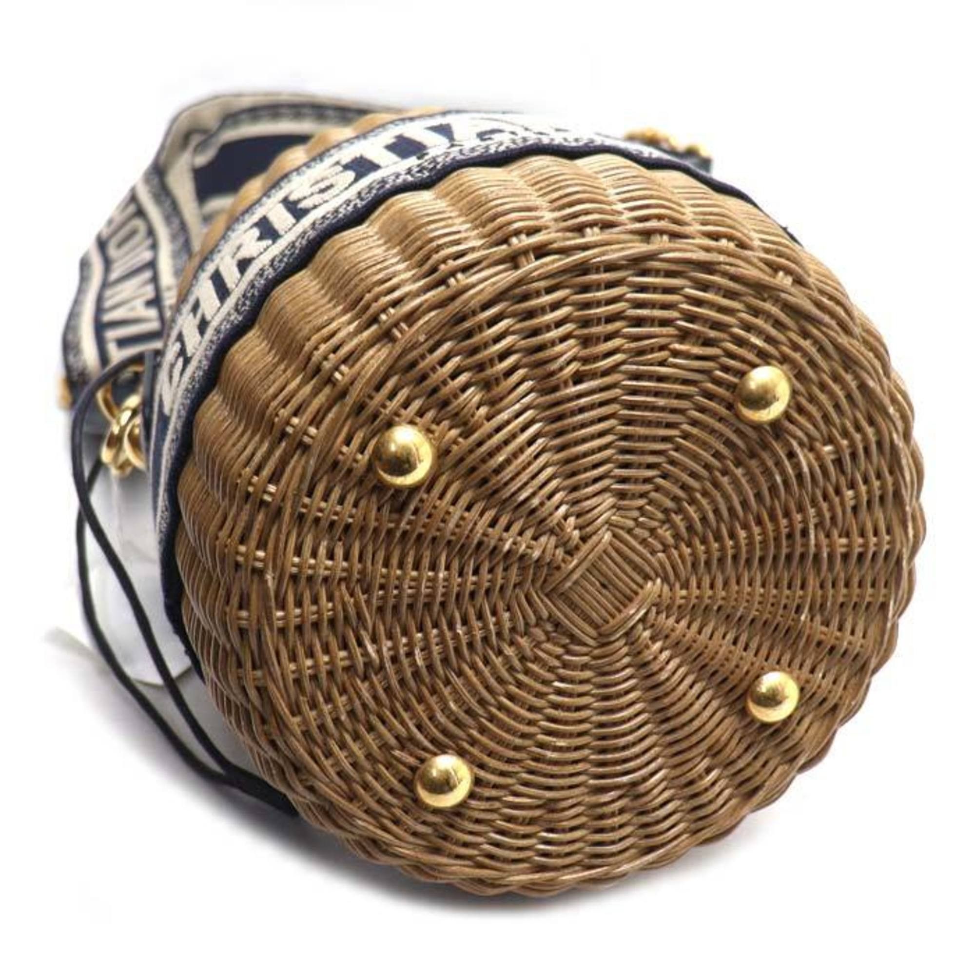 Dior Christian Dior Dior Oblique Wicker Raffia Bucket Shoulder Bag M7600CMVO 918U Women's Size ONE SIZE - 3 Thumbnail