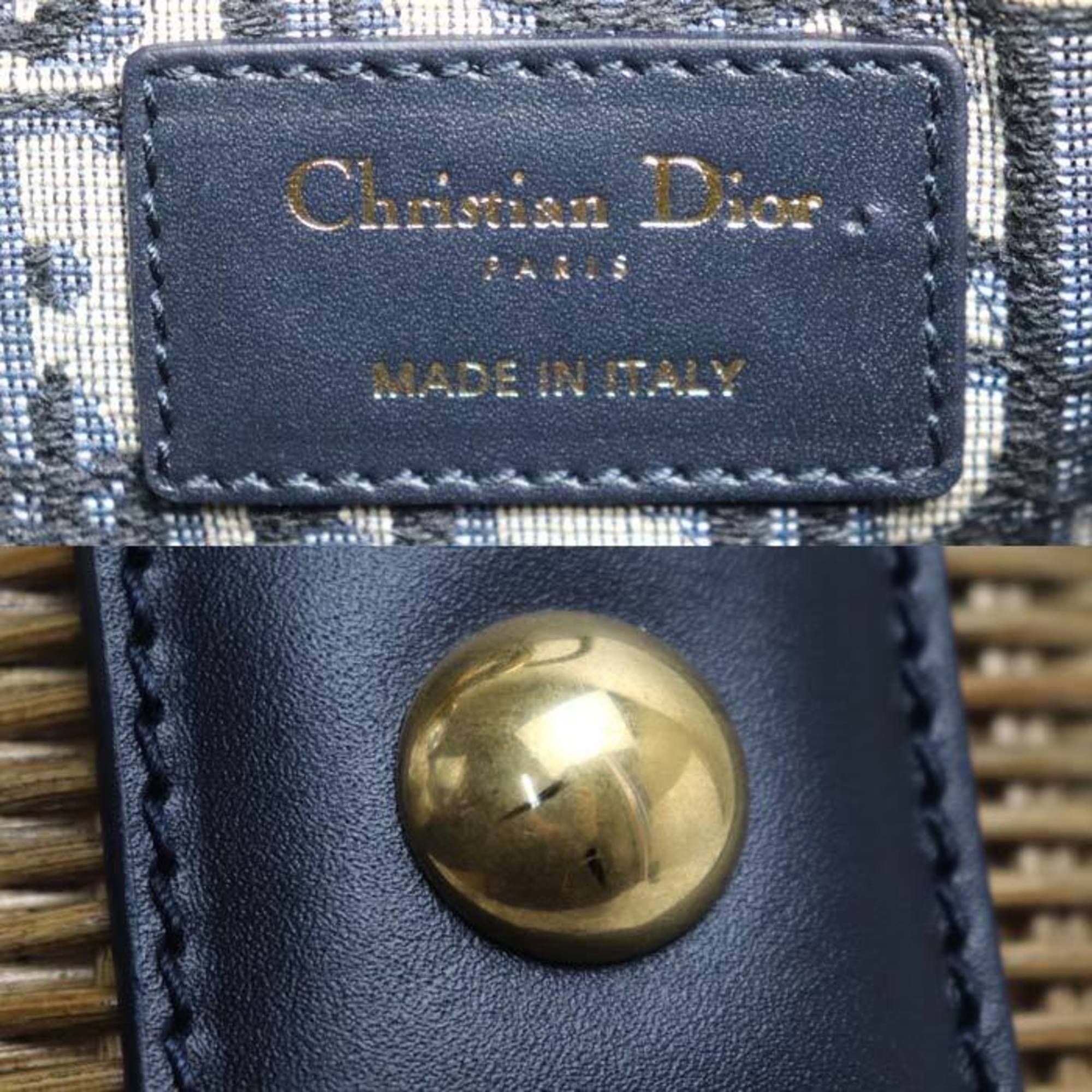 Dior Christian Dior Dior Oblique Wicker Raffia Bucket Shoulder Bag M7600CMVO 918U Women's Size ONE SIZE - 6 Thumbnail