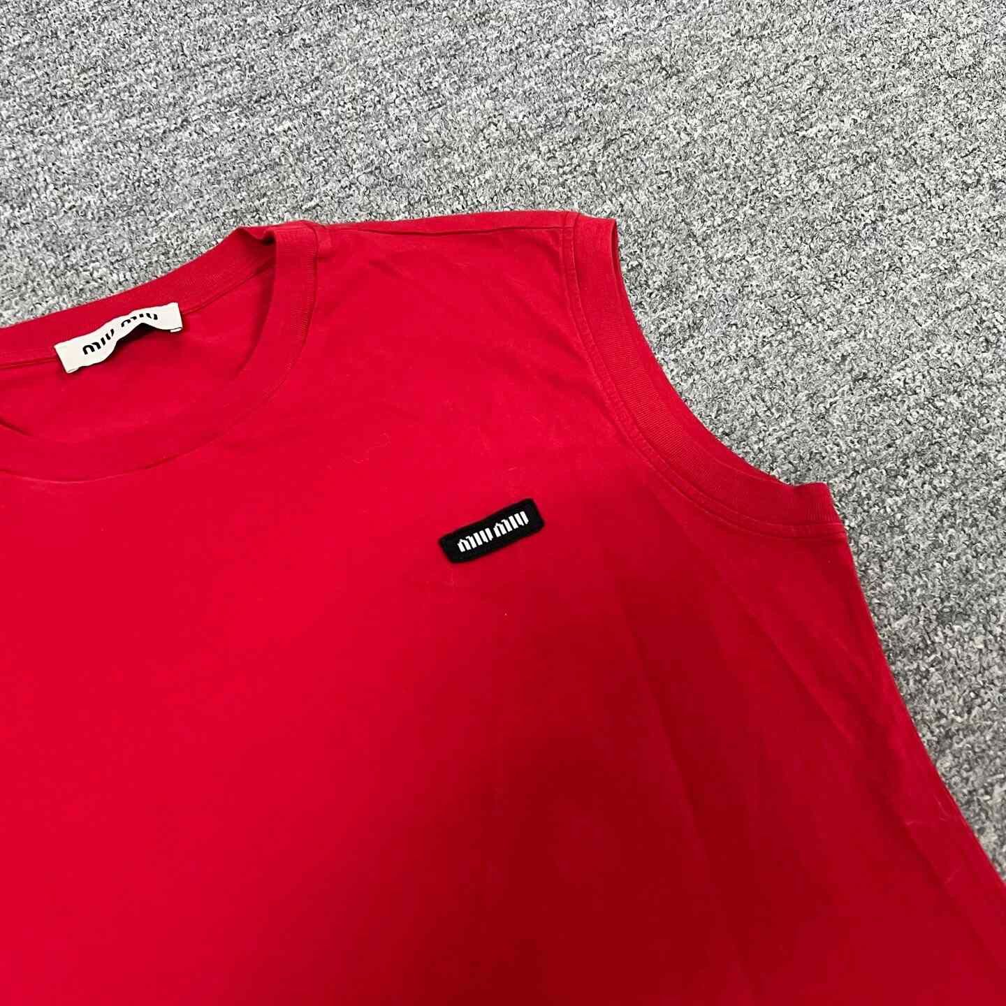 Miu Miu Miu Miu 2025 Logo Red Sleeveless Top S Size S / US 4 / IT 40 - 4 Thumbnail