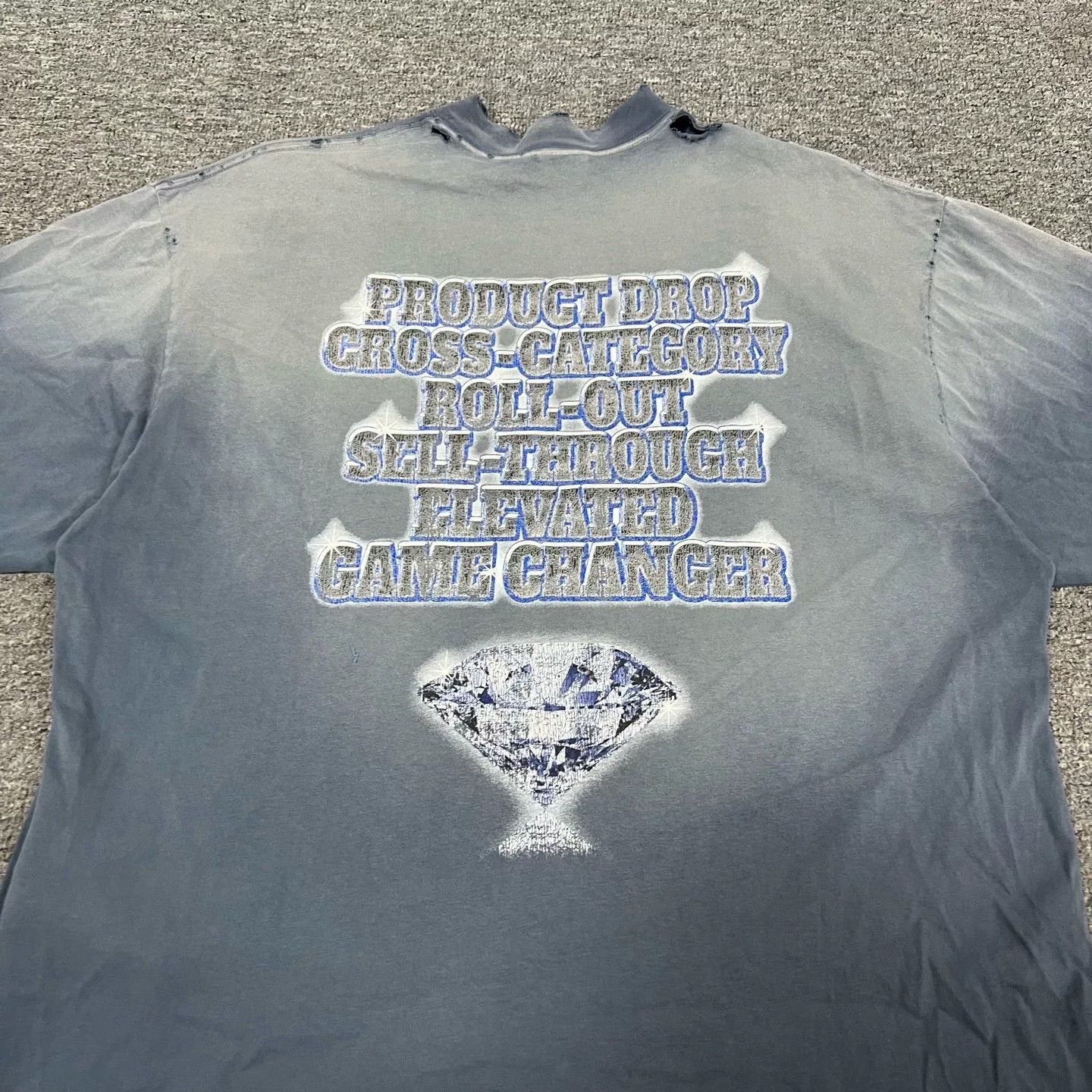 Balenciaga Balenciaga Diamond Washed Blue Short-Sleeve T-Shirt L Size US L / EU 52-54 / 3 - 5 Thumbnail