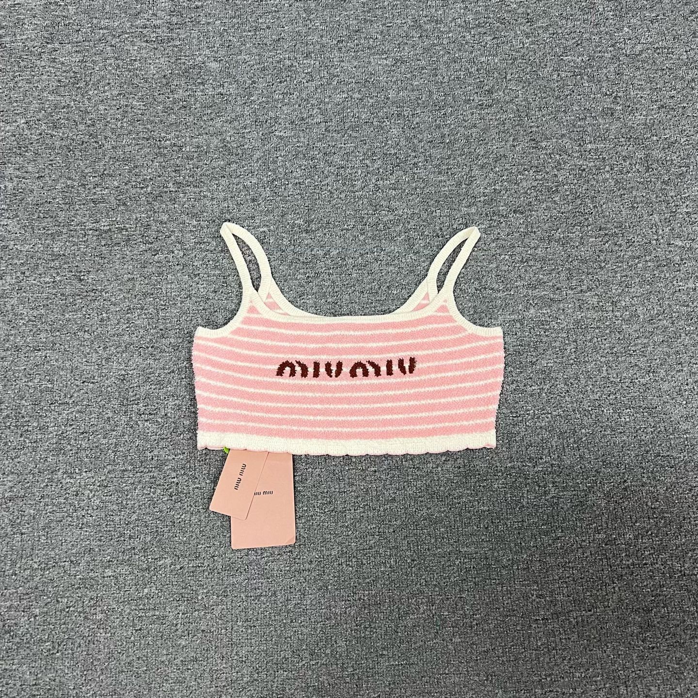 Miu Miu Miu Miu New Large Logo Pink Stripe Camisole Size S / US 4 / IT 40 - 2 Thumbnail