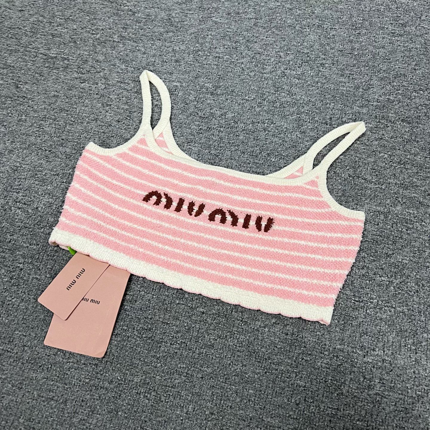 Miu Miu Miu Miu New Large Logo Pink Stripe Camisole Size S / US 4 / IT 40 - 3 Thumbnail