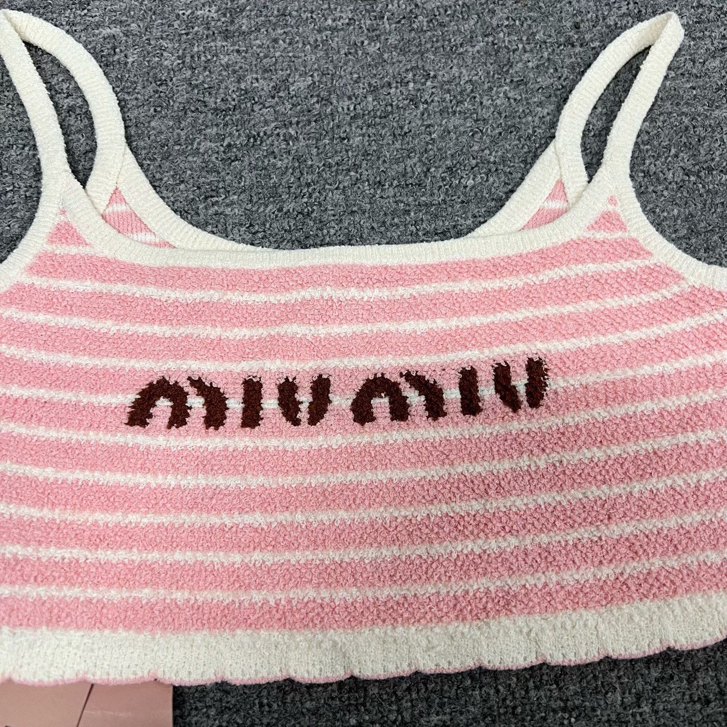 Miu Miu Miu Miu New Large Logo Pink Stripe Camisole Size S / US 4 / IT 40 - 4 Thumbnail
