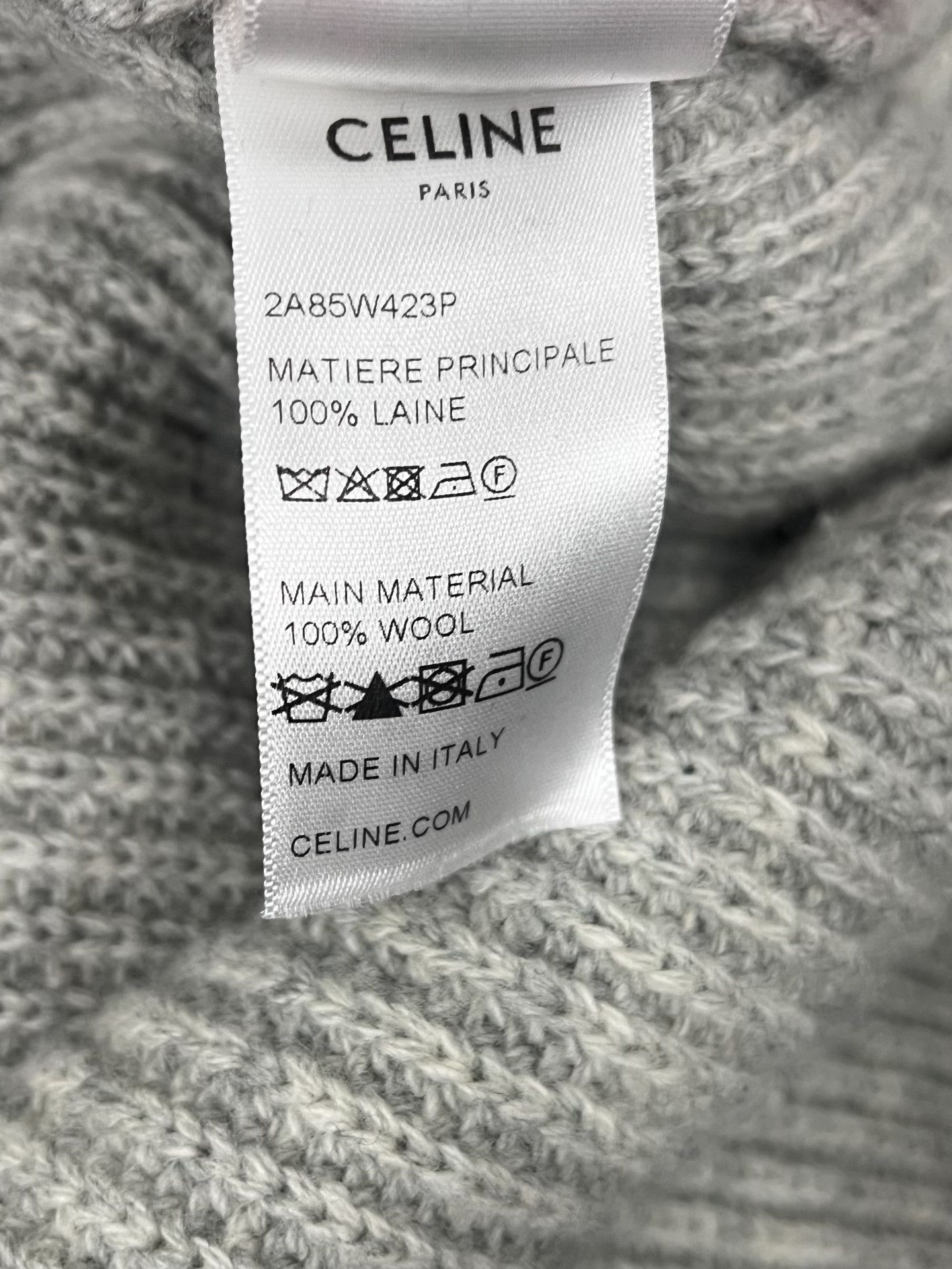Celine CELINE Gray Logo Wool Knit Hoodie S Size US S / EU 44-46 / 1 - 4 Thumbnail