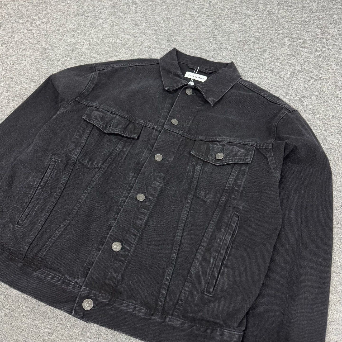 Balenciaga Balenciaga Rhinestone Logo Black Denim Jacket Size XS / US 0-2 / IT 36-38 - 4 Thumbnail
