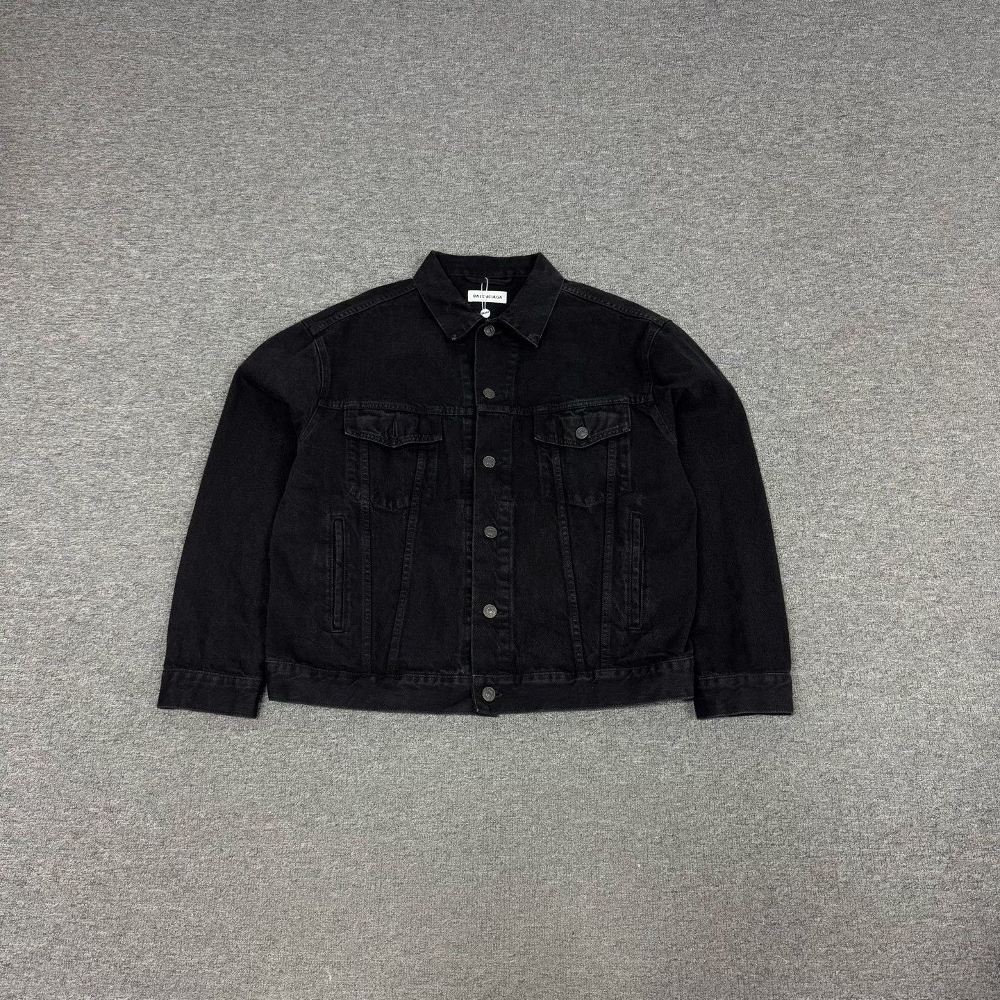 Balenciaga Balenciaga Rhinestone Logo Black Denim Jacket Size XS / US 0-2 / IT 36-38 - 2 Thumbnail